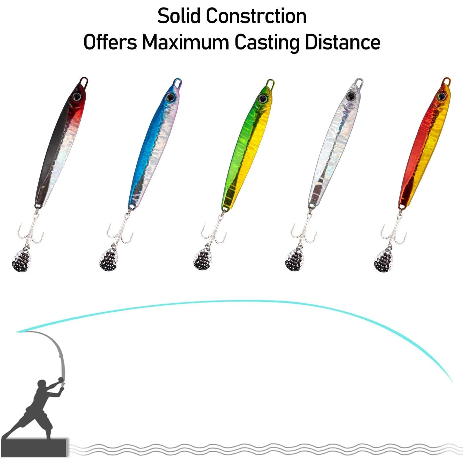 Dr.Fish 5pcs Metal  Spinner Vertical Jigs 3-3.75'' - Image 8