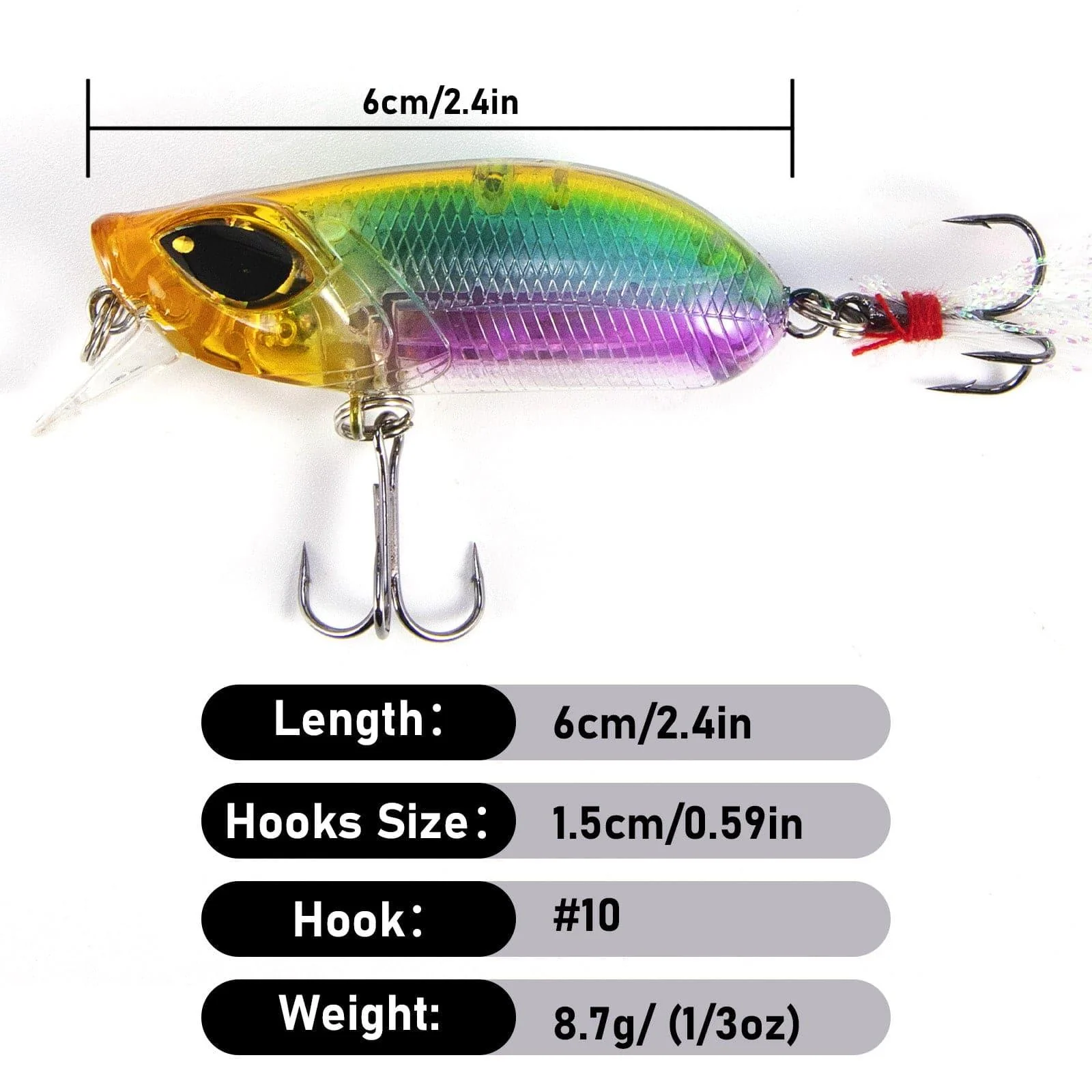 Dr.Fish 5pcs Minnow Crankbaits Fishing Lure 2.4'' - Image 6