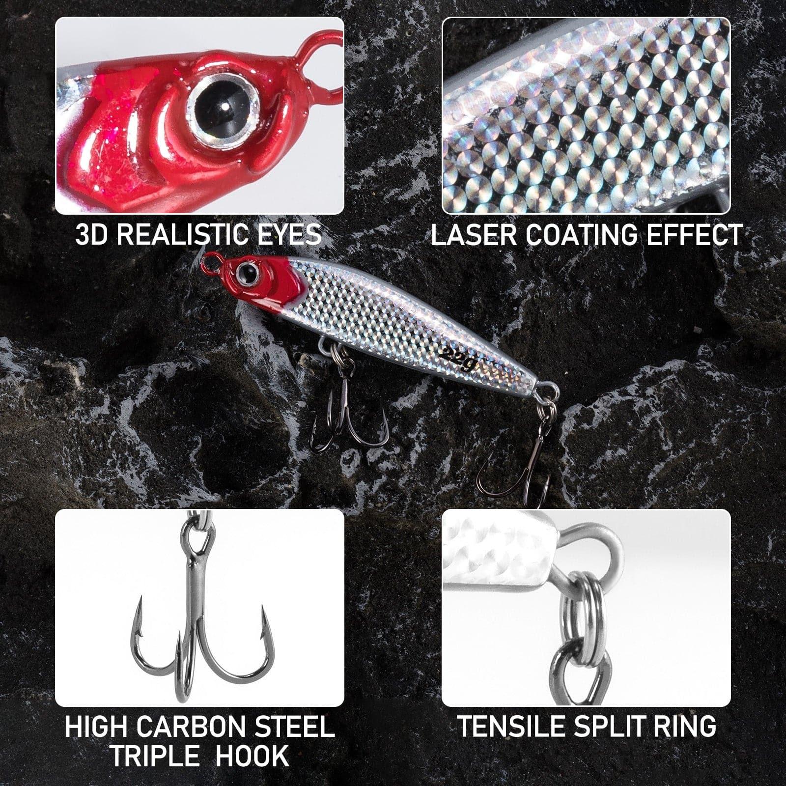Dr.Fish 5pcs Sinking Diamond Spoon Jig 2.17-2.44'' 1/2-3/4oz - Image 2