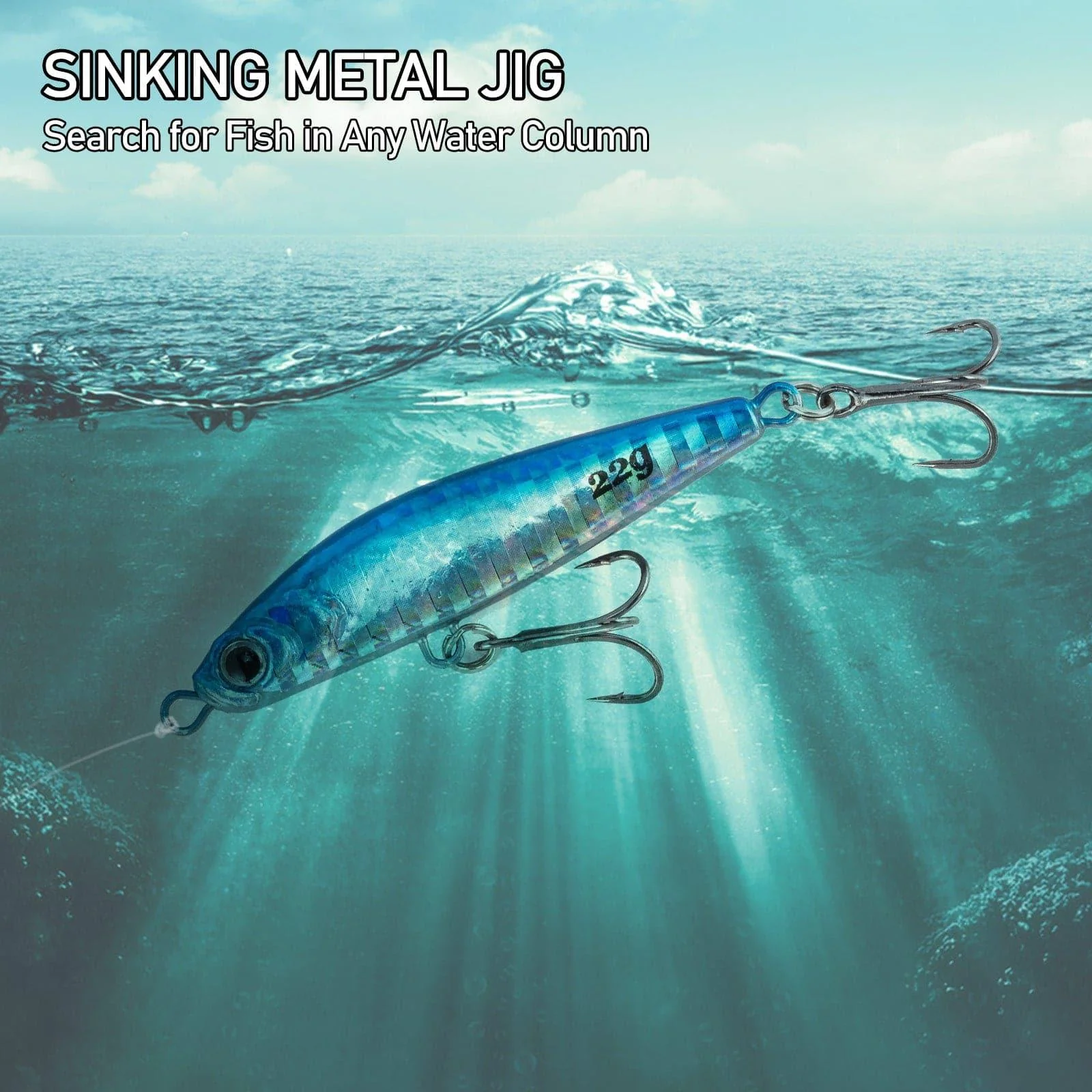 Dr.Fish 5pcs Sinking Diamond Spoon Jig 2.17-2.44'' 1/2-3/4oz - Image 4