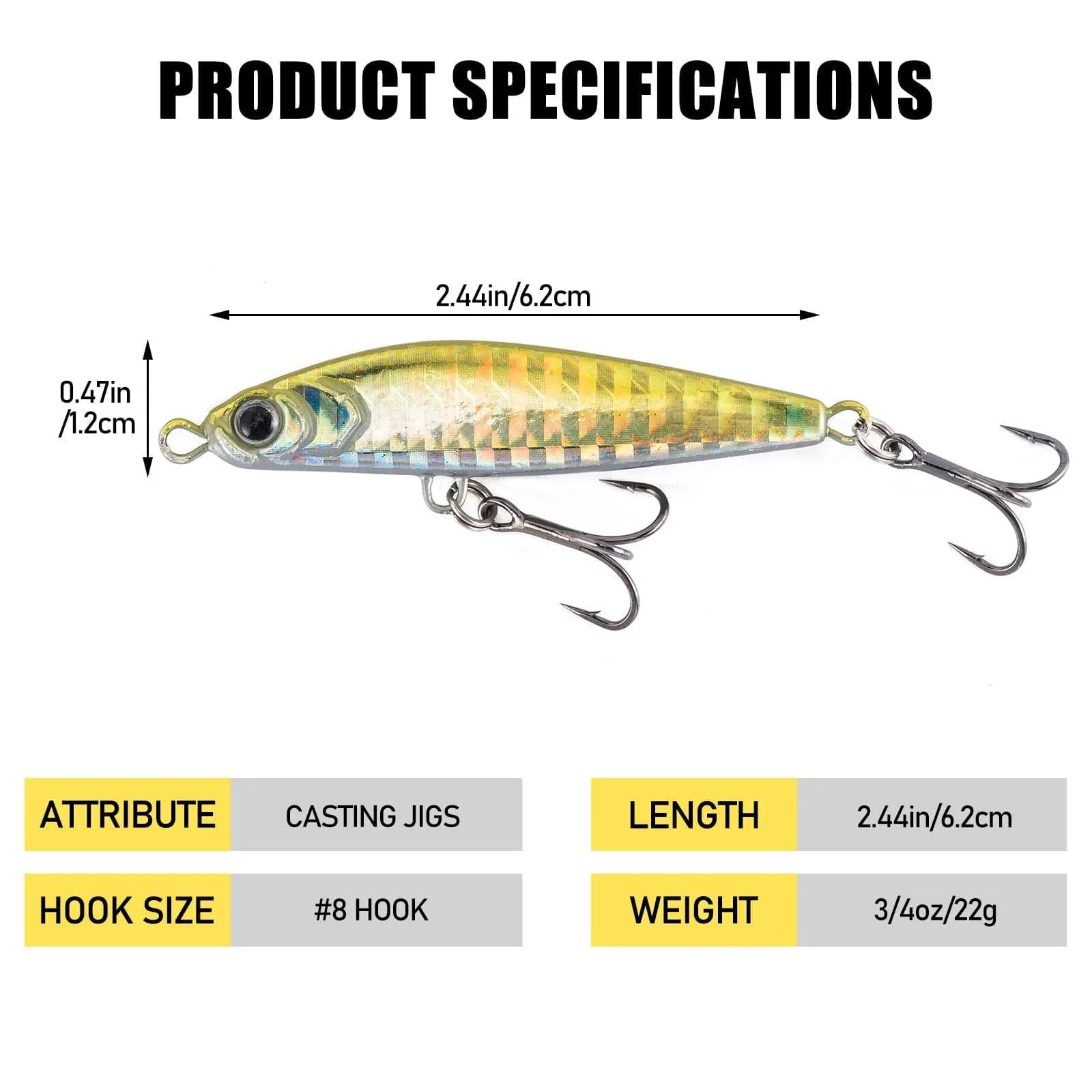 Dr.Fish 5pcs Sinking Diamond Spoon Jig 2.17-2.44'' 1/2-3/4oz - Image 7