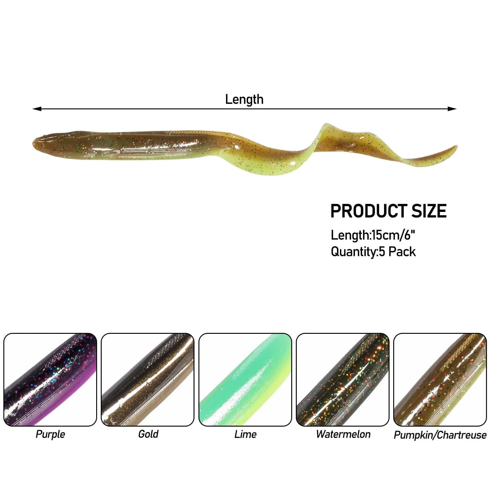 Dr.Fish 5pcs Soft Swimbaits Sand Eel 6'' 3/8oz - Image 3