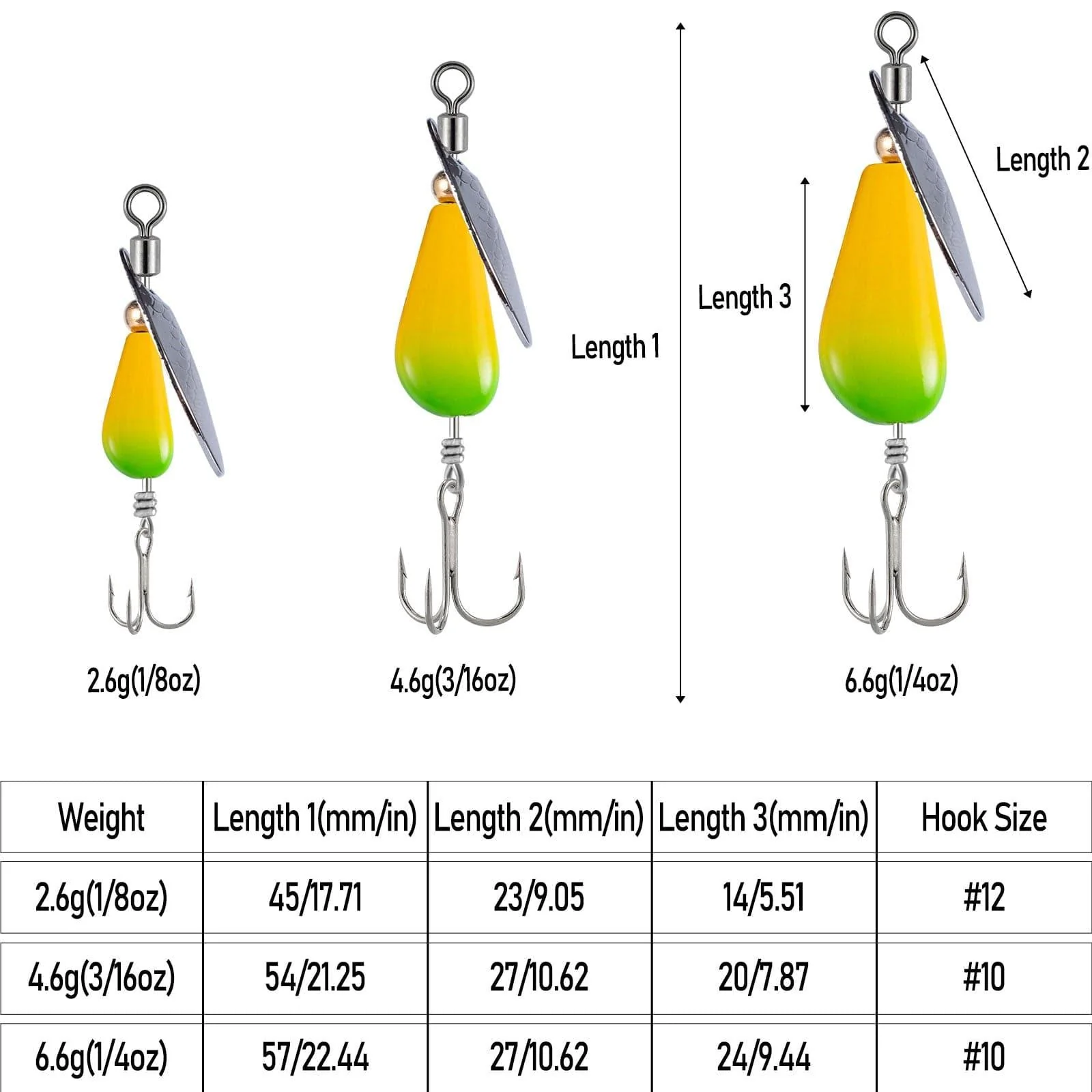 Dr.Fish 5pcs Spinner Blades with Hook(single or treble)  1/8-1/4oz - Image 10