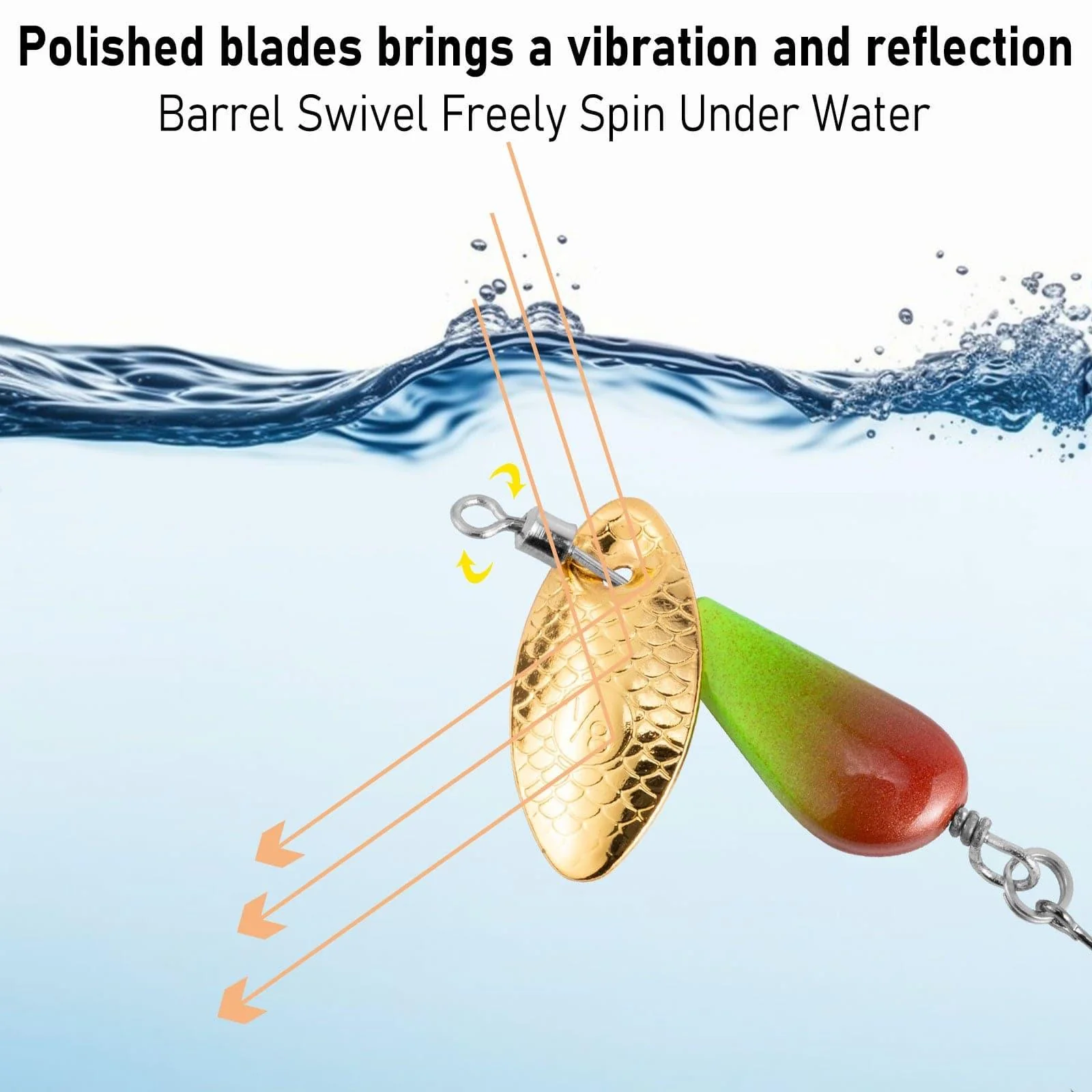 Dr.Fish 5pcs Spinner Blades with Hook(single or treble)  1/8-1/4oz - Image 2