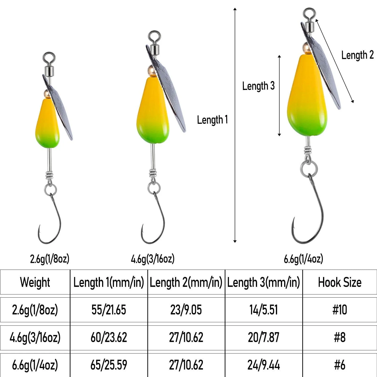 Dr.Fish 5pcs Spinner Blades with Hook(single or treble)  1/8-1/4oz - Image 9
