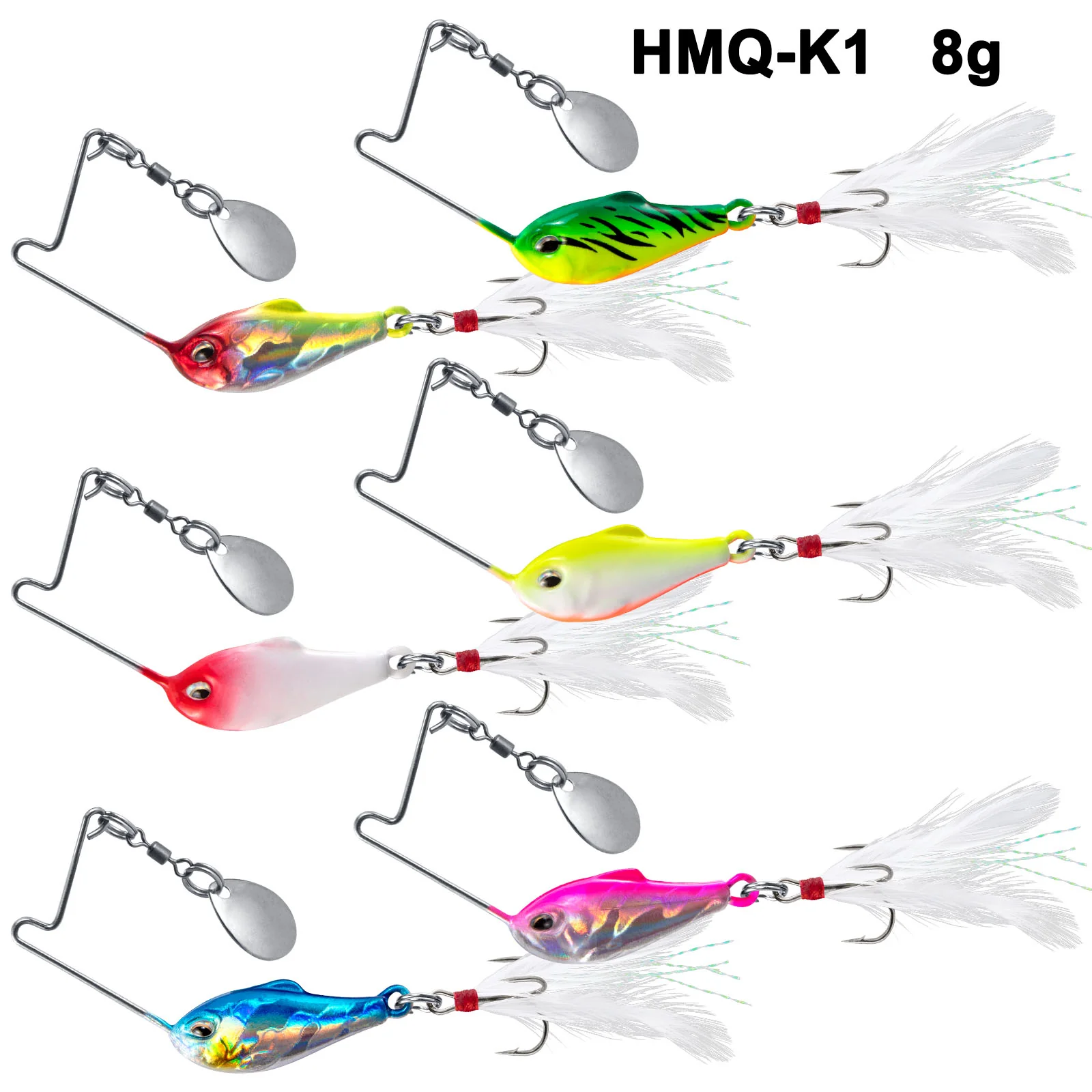 Dr.Fish 6pcs 3D eyes Spinner baits Fishing Lure 1/4oz-1/2oz - Image 10
