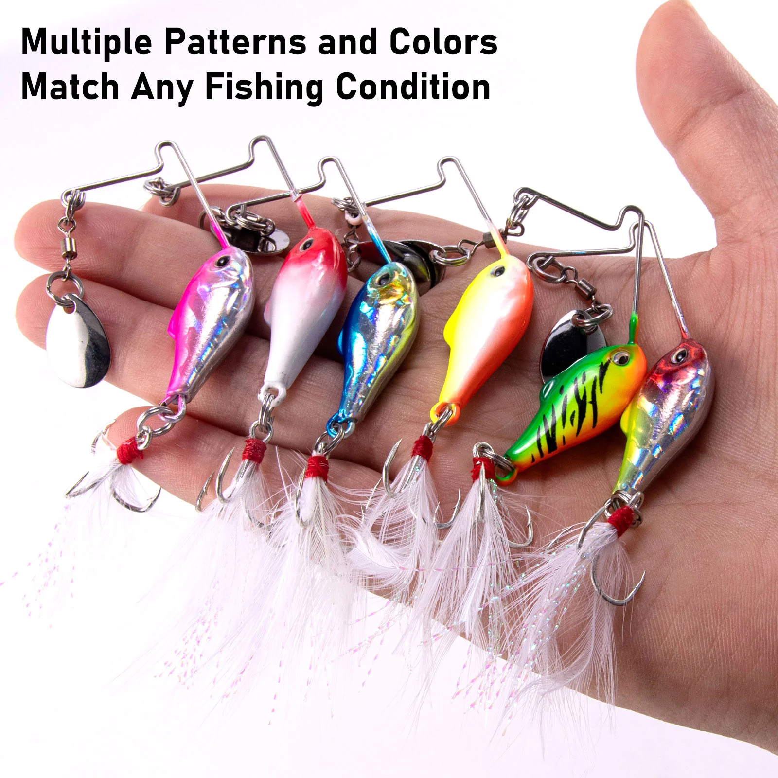 Dr.Fish 6pcs 3D eyes Spinner baits Fishing Lure 1/4oz-1/2oz - Image 3