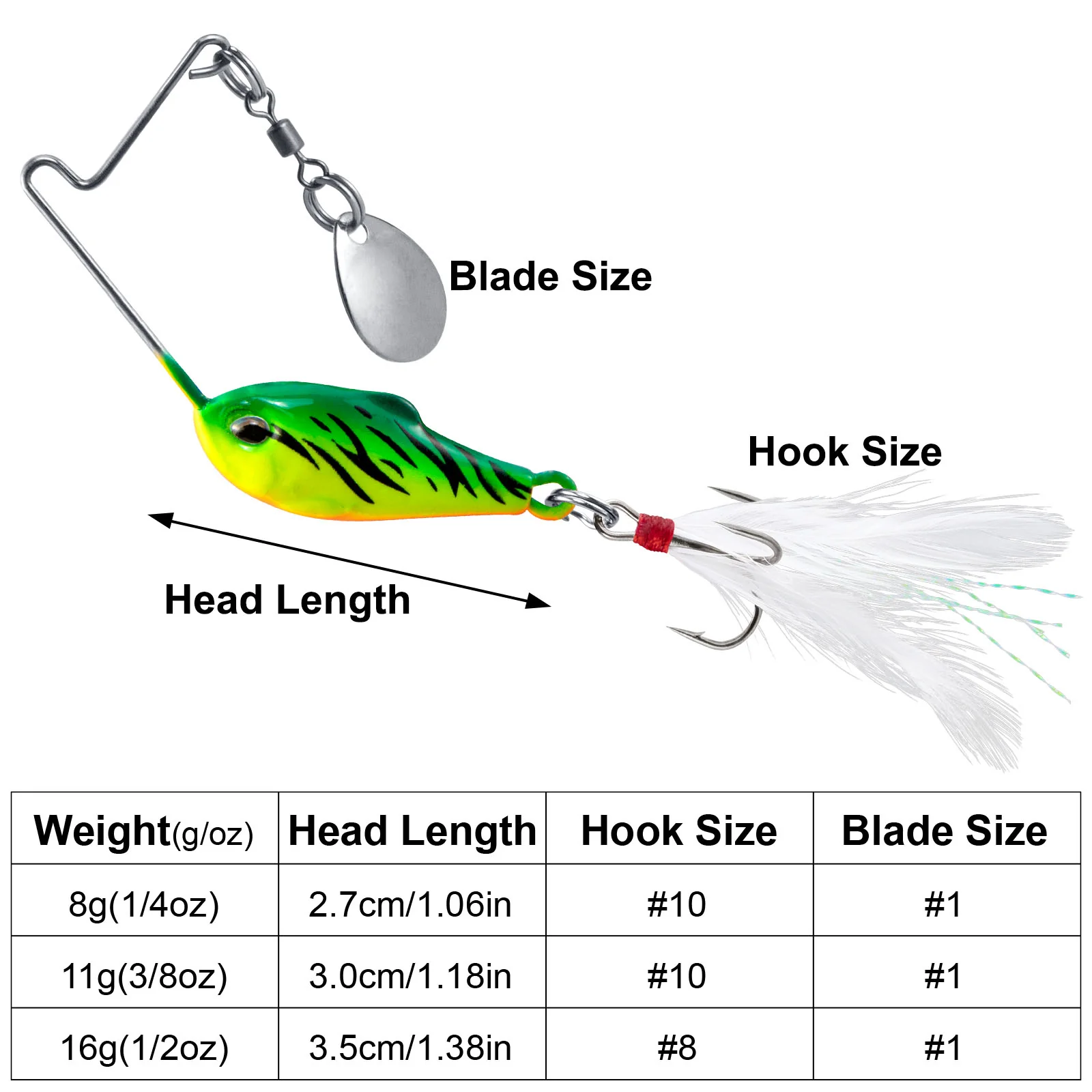 Dr.Fish 6pcs 3D eyes Spinner baits Fishing Lure 1/4oz-1/2oz - Image 4