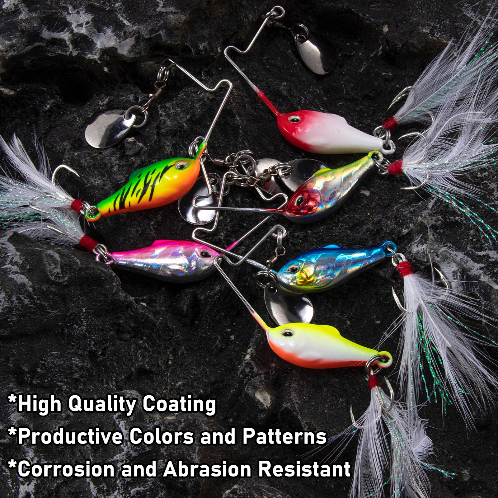 Dr.Fish 6pcs 3D eyes Spinner baits Fishing Lure 1/4oz-1/2oz - Image 6