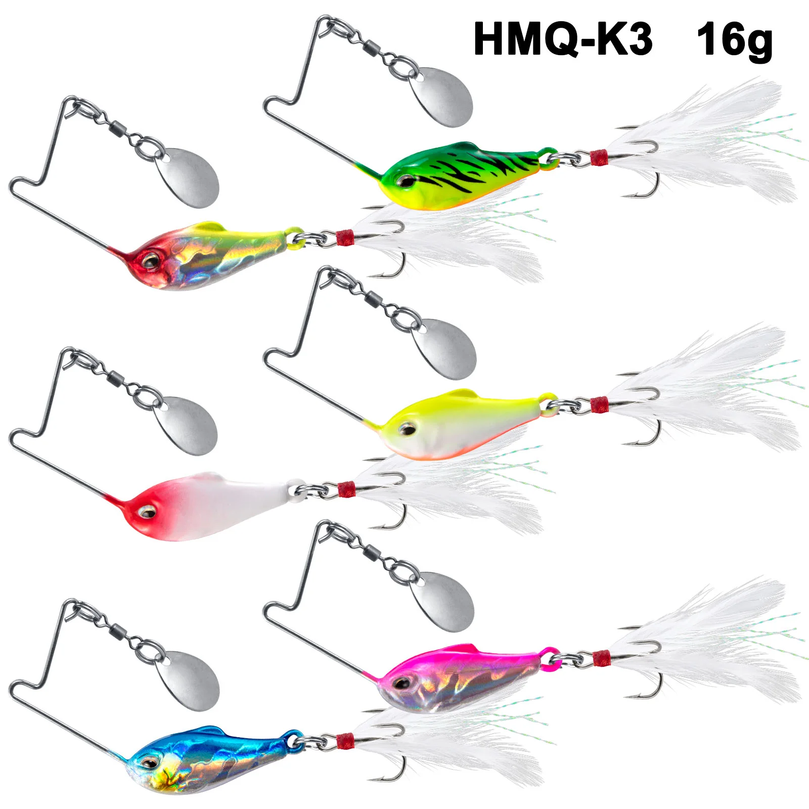 Dr.Fish 6pcs 3D eyes Spinner baits Fishing Lure 1/4oz-1/2oz - Image 9