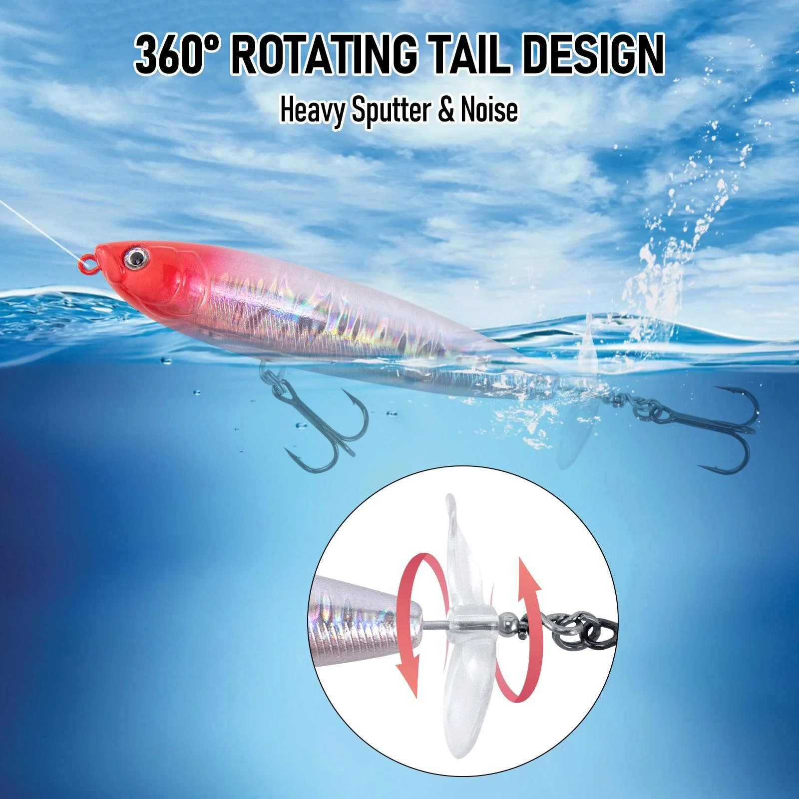 Dr.Fish 5pcs Topwater Fishing Lure 3D Floating  3.5'', 4.3'' - Image 4