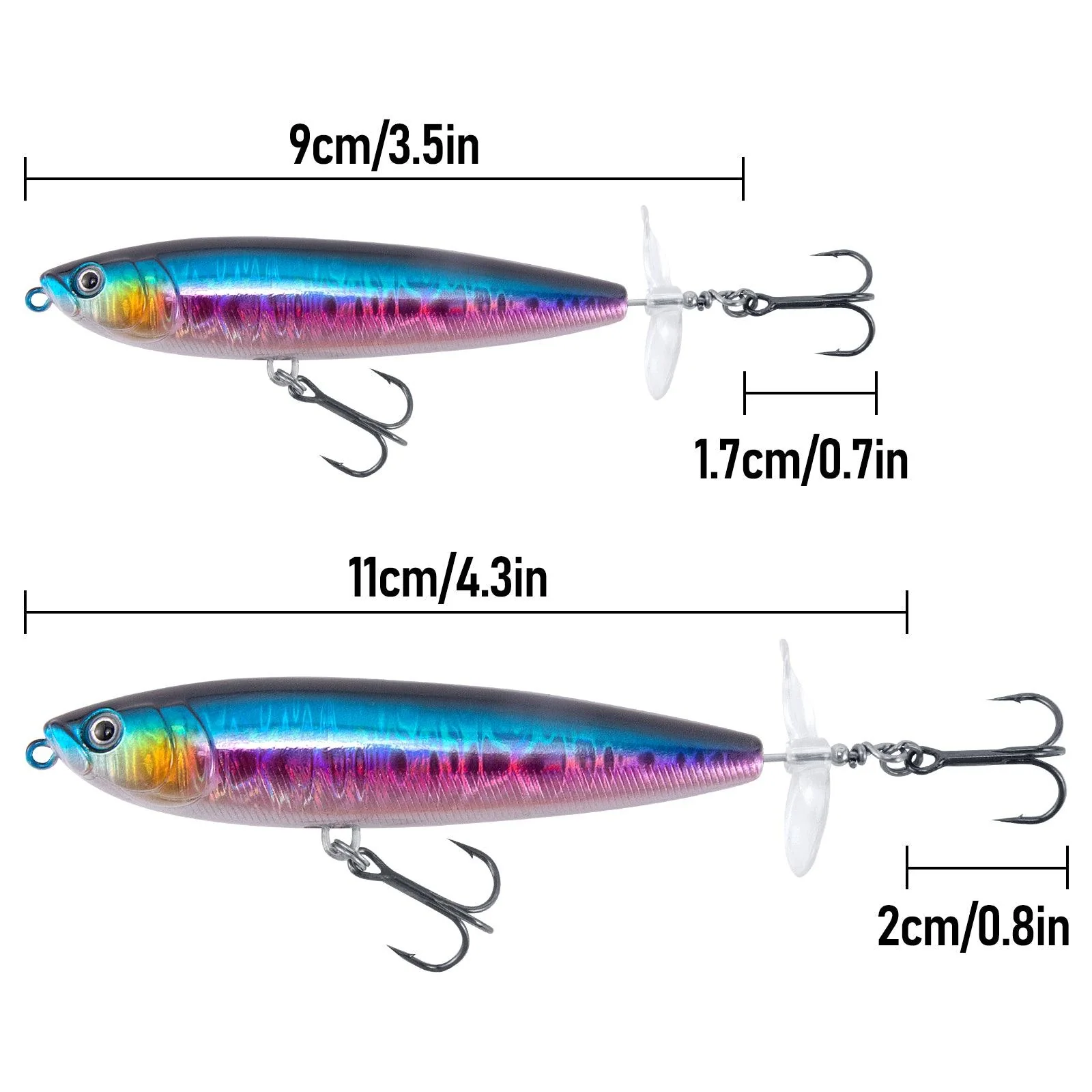 Dr.Fish 5pcs Topwater Fishing Lure 3D Floating  3.5'', 4.3'' - Image 5