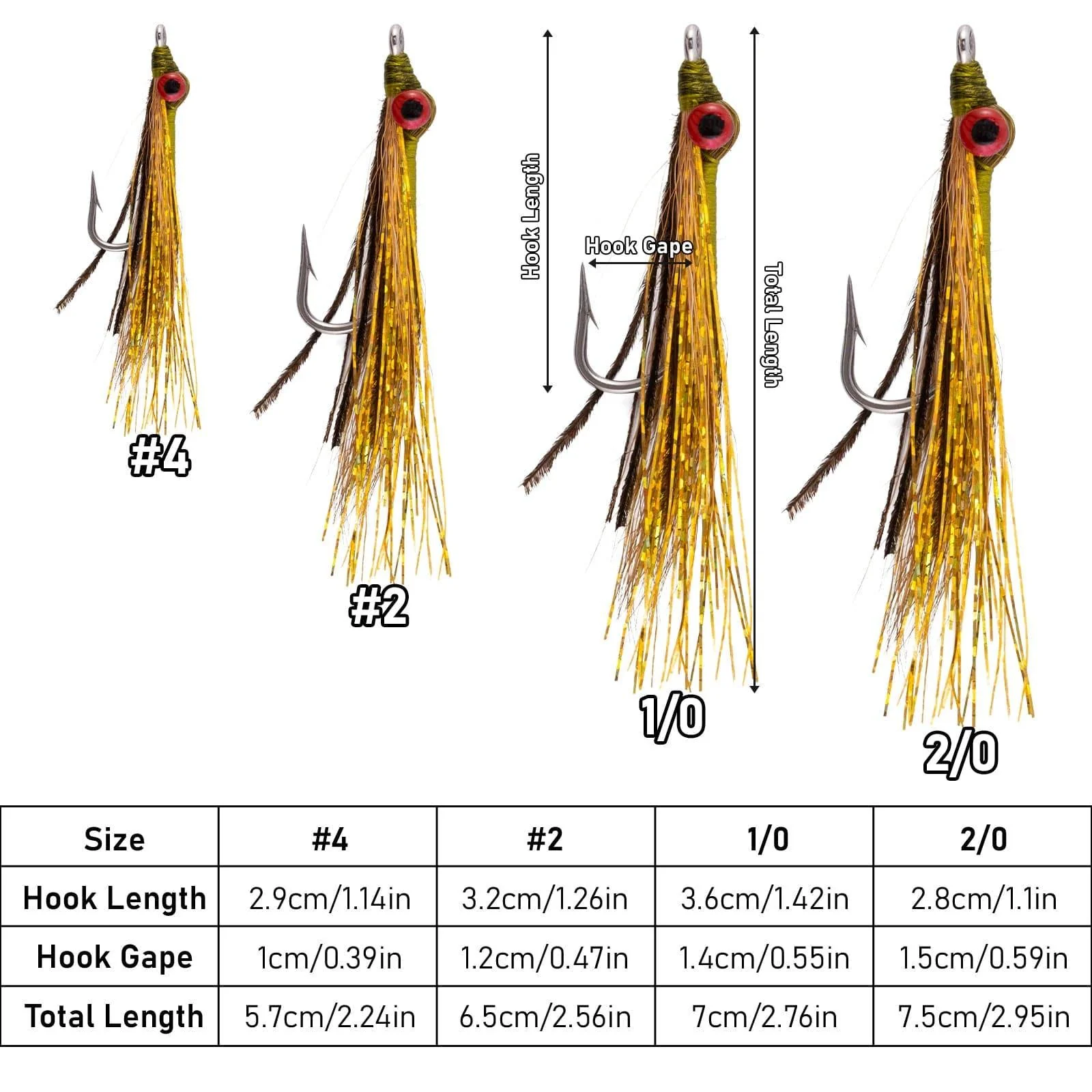 Dr.Fish 6pcs Clouser Minnow Fishing Flies #4-2/0 - Image 5