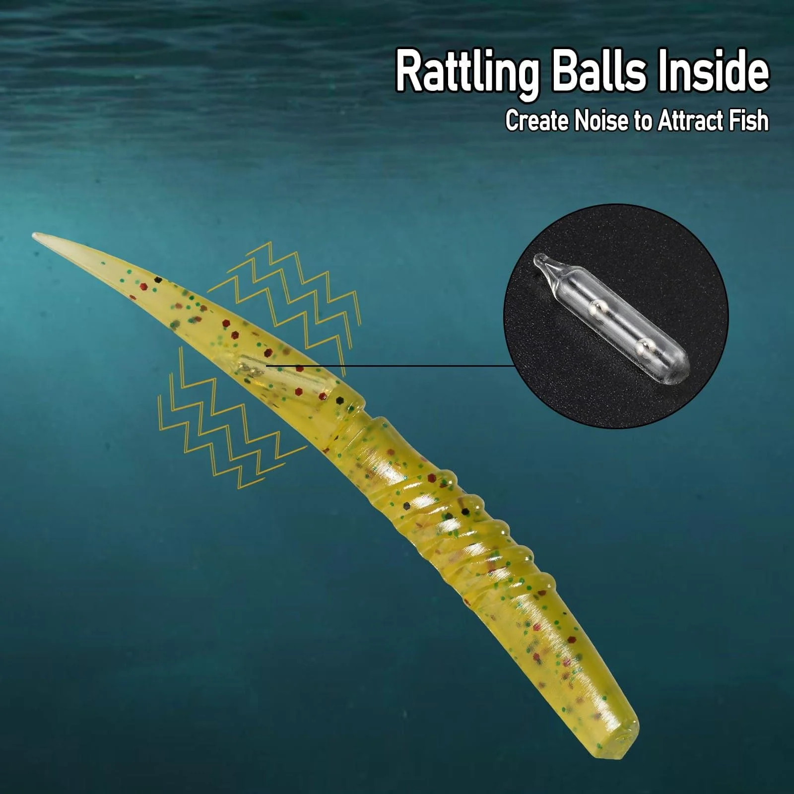 Dr.Fish 6pcs Worm Soft Plastic Baits 4.33'' 0.19oz - Image 3