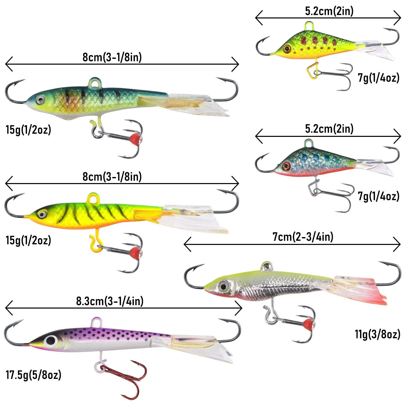 Dr.Fish 6pcs Ice Fishing Jig Lures Kit - Image 2