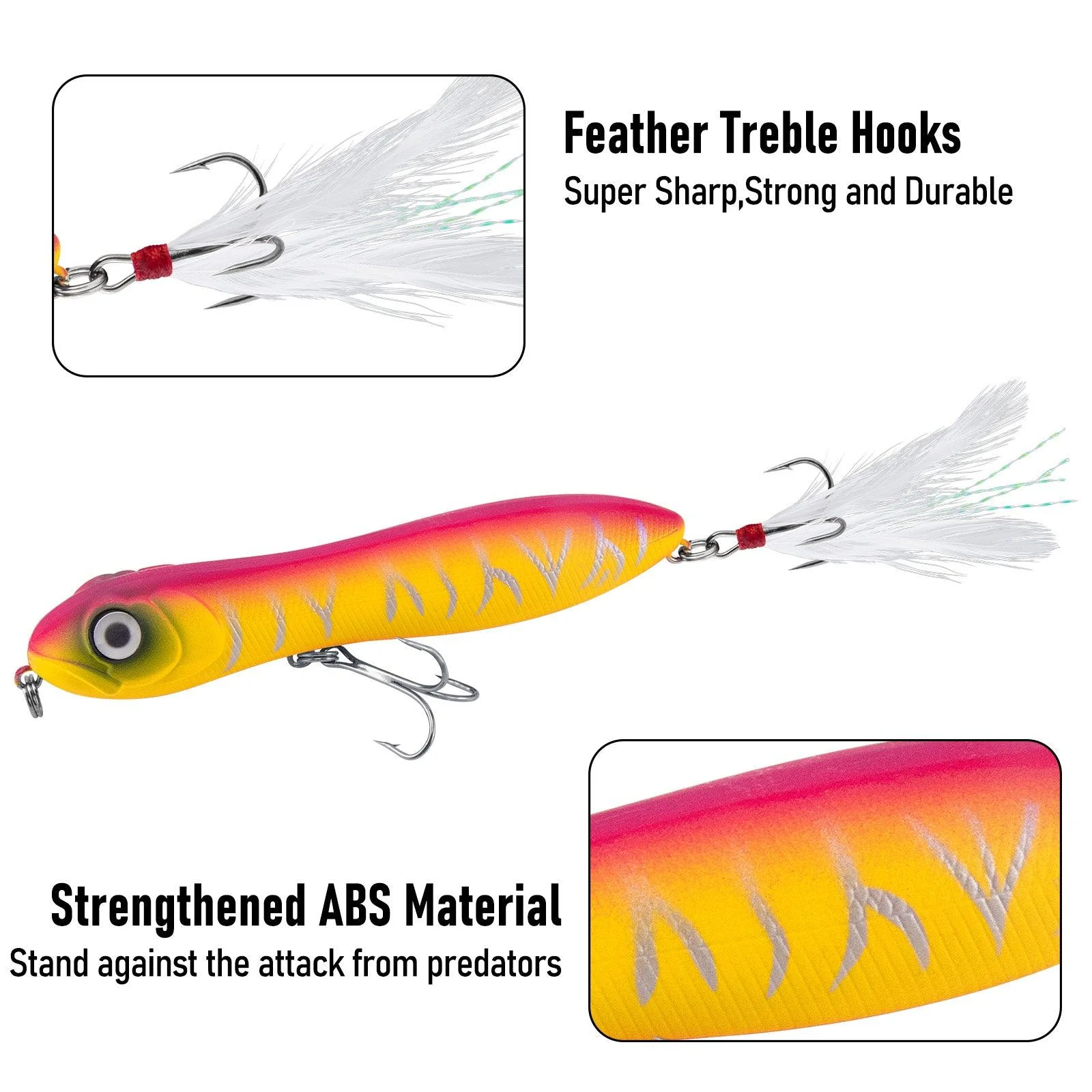Dr.Fish 6pcs Topwater Fishing Lures 4'' - Image 3