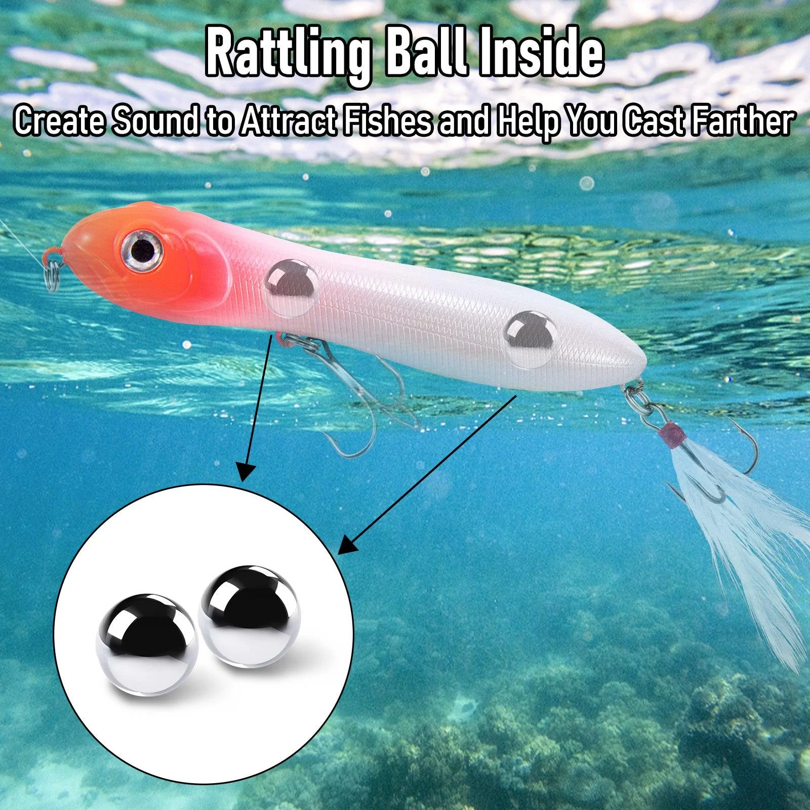 Dr.Fish 6pcs Topwater Fishing Lures 4'' - Image 4