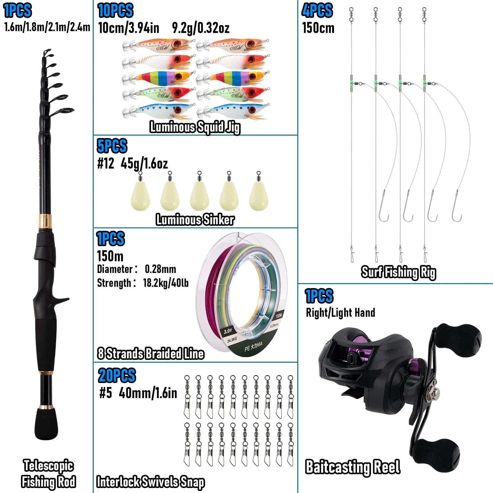 Dr.Fish 45pcs Surf Fishing Rod and Reel Combo - Image 2