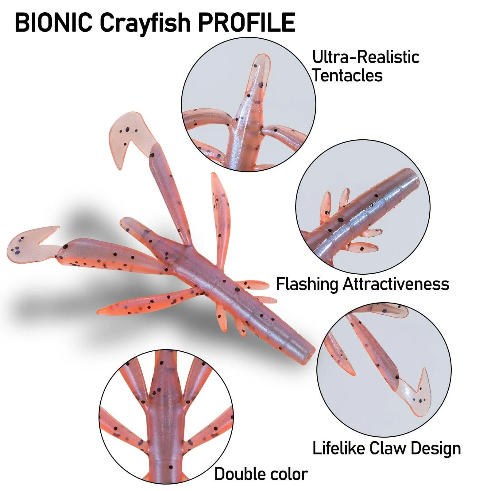 Dr.Fish 8pcs Plastic crawfish Soft Bait 2.76'' - Image 2