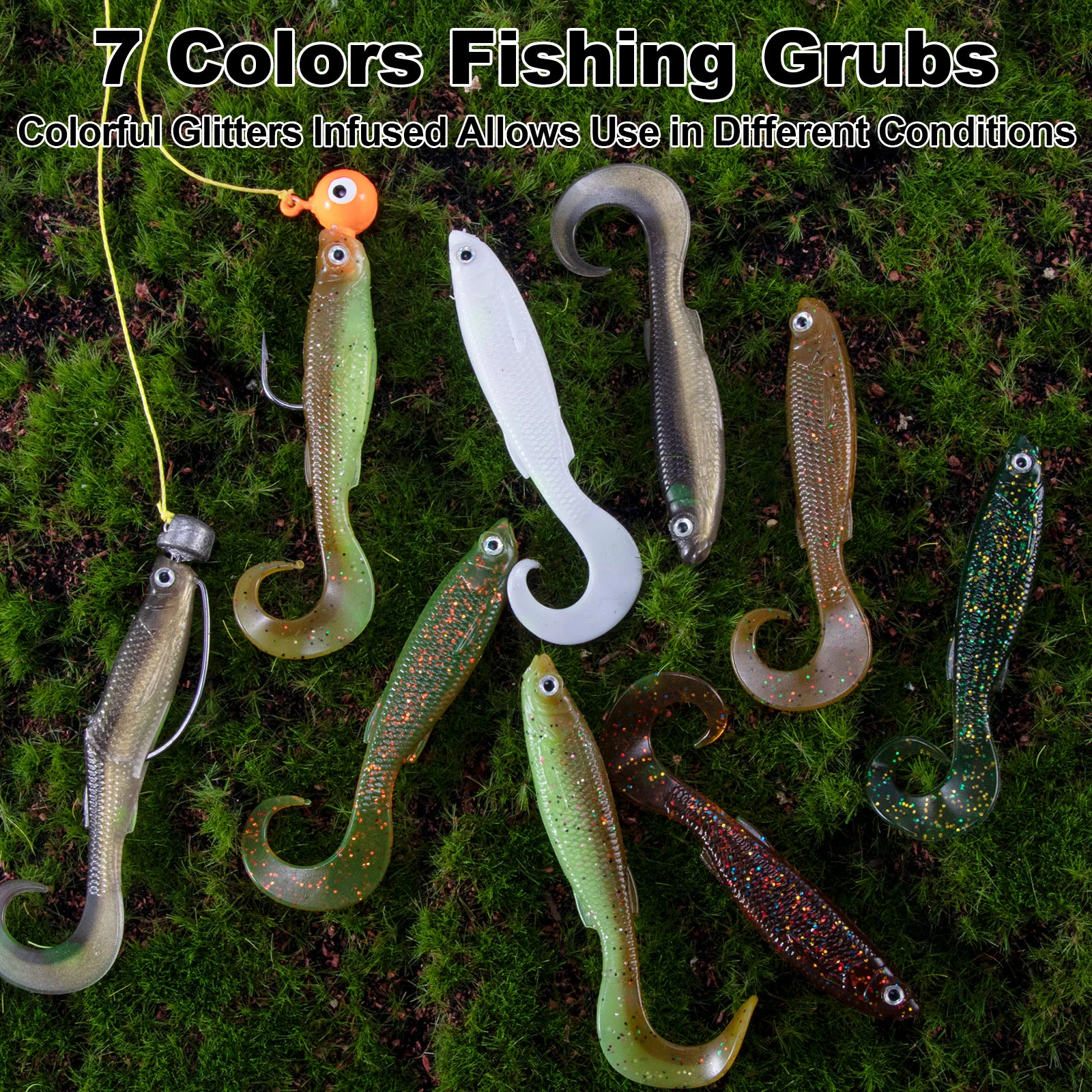 Dr.Fish 8pcs Grub Fishing Lures  2"/2.5" - Image 5