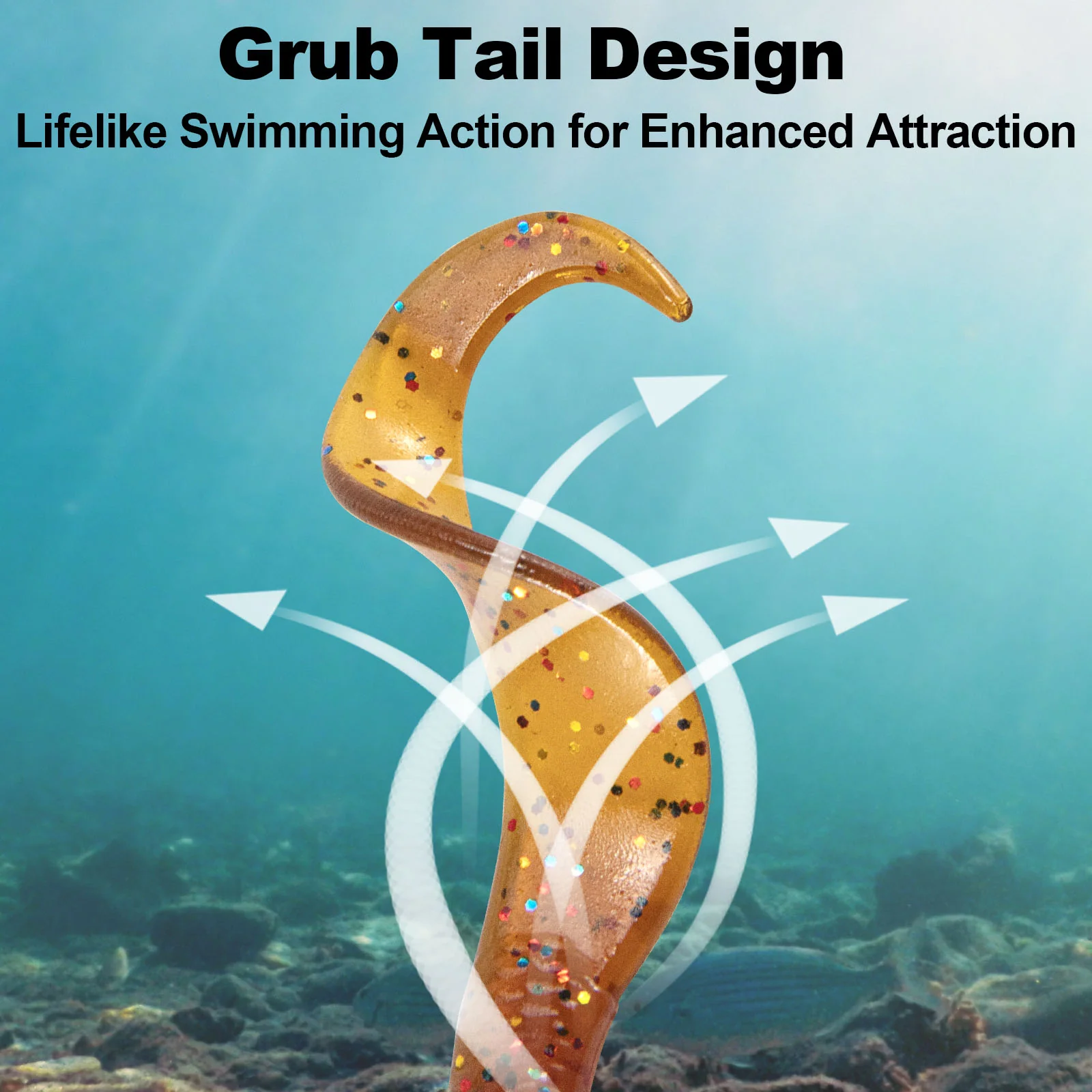 Dr.Fish 8pcs Grub Fishing Lures  2"/2.5" - Image 6