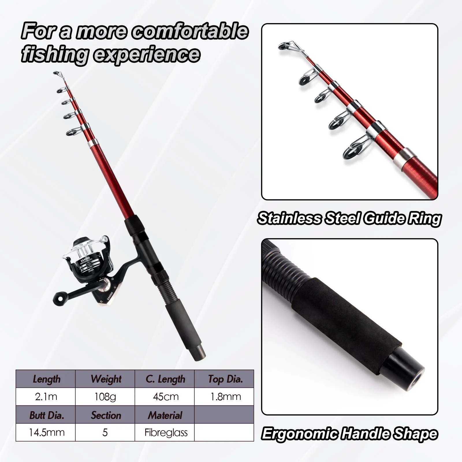 Dr.Fish Sea Fishing Rod Reel Combo Telescopic Rod 4000 Spinning Reel Combo Set - Image 3