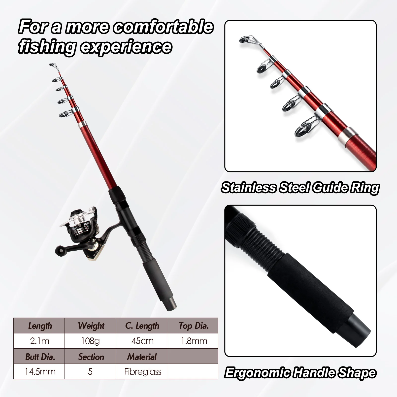 Dr.Fish Fishing Rod Reel Comb Telescopic Rod with Spinning Reel 1000 - Image 4