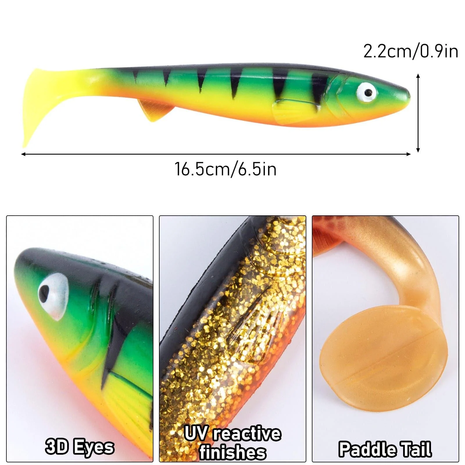 Dr.Fish Large Paddle Tail Soft  Baits 6.5" - Image 2