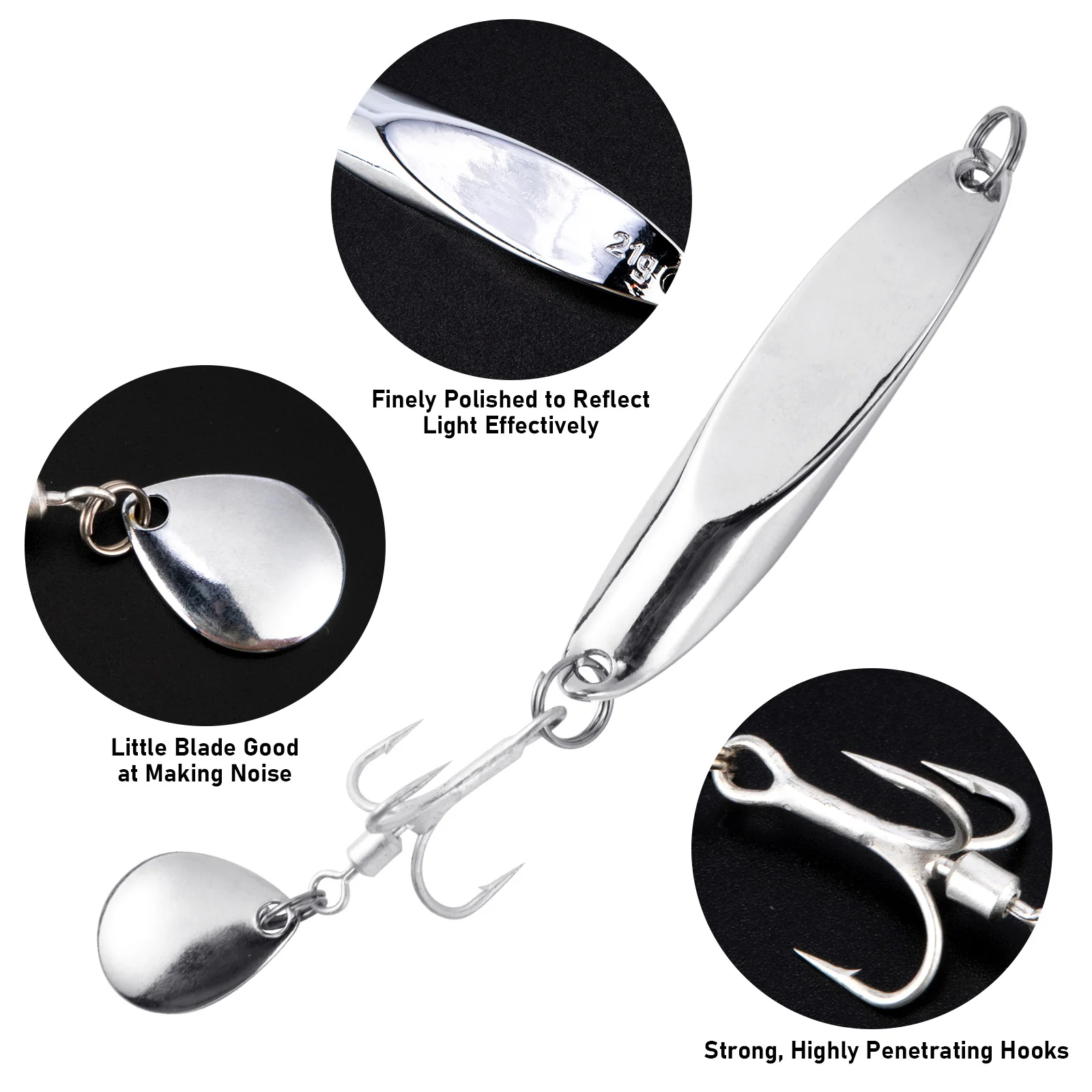 Dr.Fish 3pcs Sea Fishing Silver Spoons - Image 3