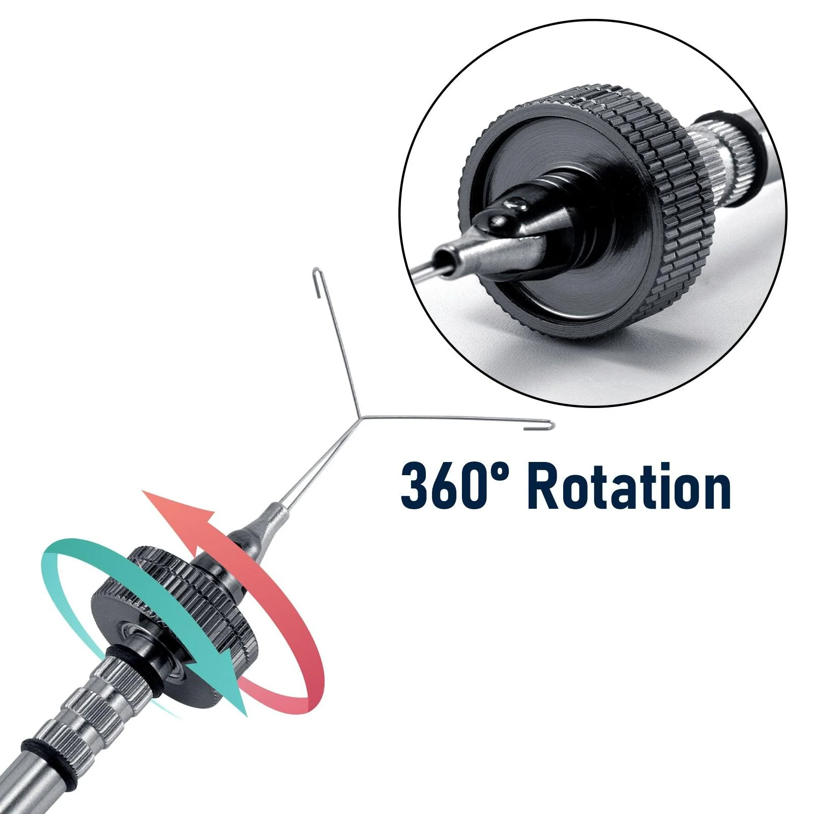 Dr.Fish Stainless Steel Dubbing Spinner 90°+360° Rotation 5.3'' - Image 3
