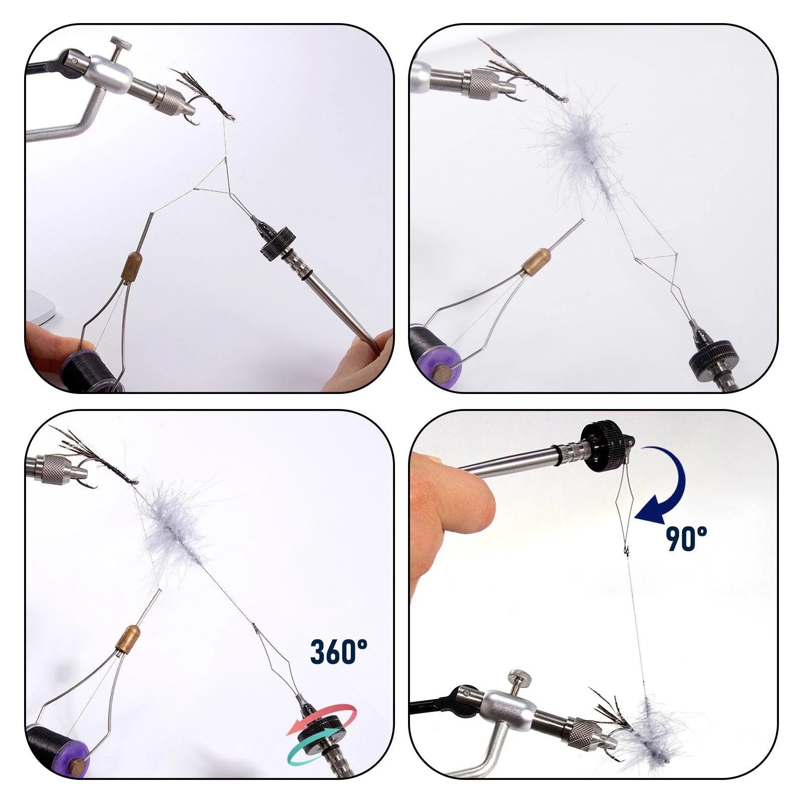 Dr.Fish Stainless Steel Dubbing Spinner 90°+360° Rotation 5.3'' - Image 6