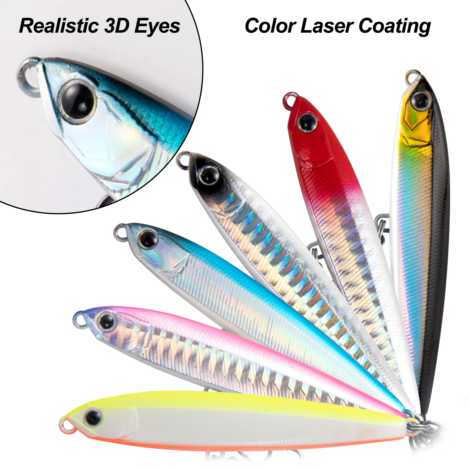 Dr.Fish Topwater Lure Jig Pencil Lure with Treble Hooks 6pcs - Image 5
