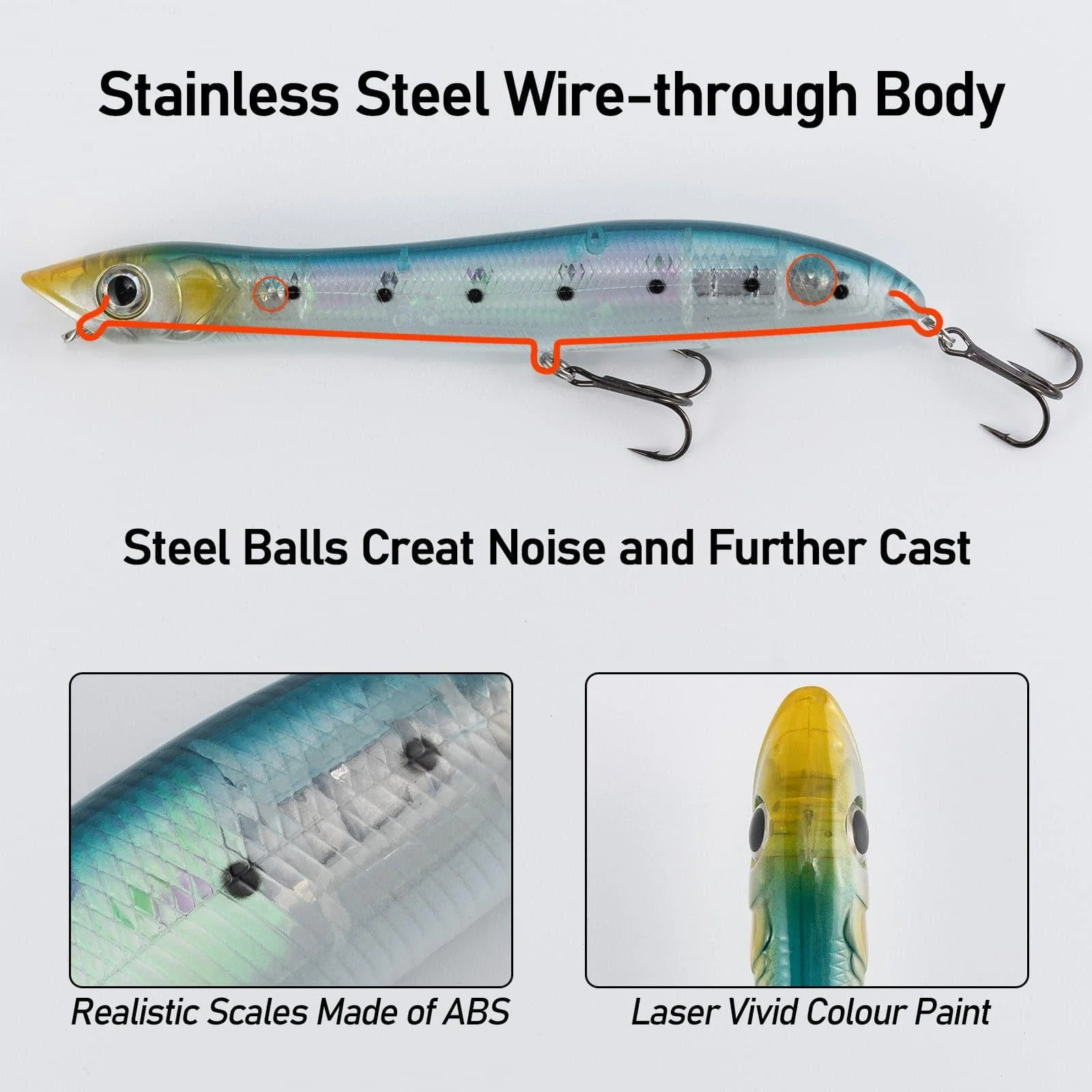 Dr.Fish Topwater Lures Floating Pencil Popper Lure 5.51" 0.9oz - Image 3