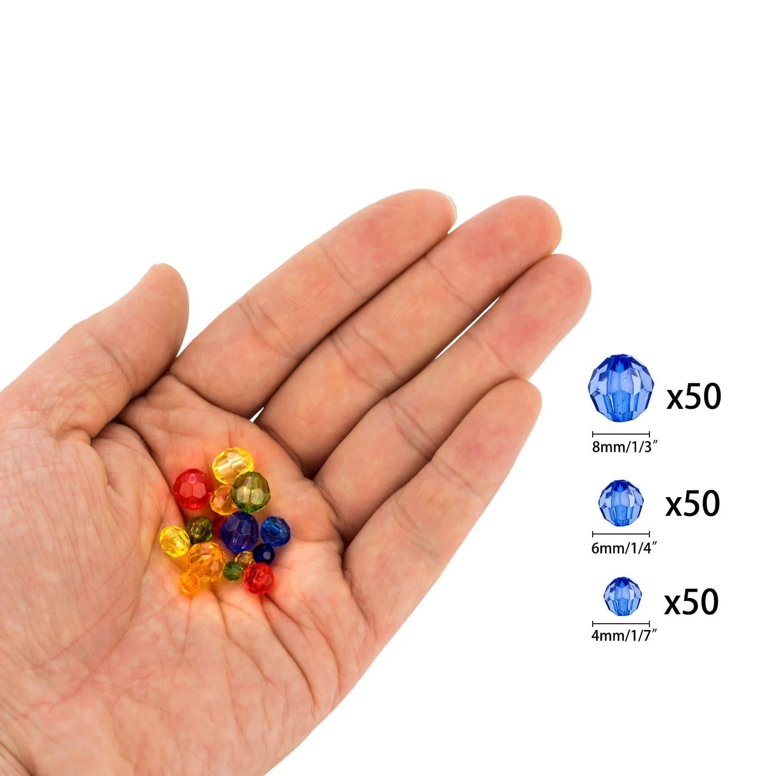 Dr.Fish 750pcs Faceted Acrylic Beads Kit 4/6/8mm - Image 3