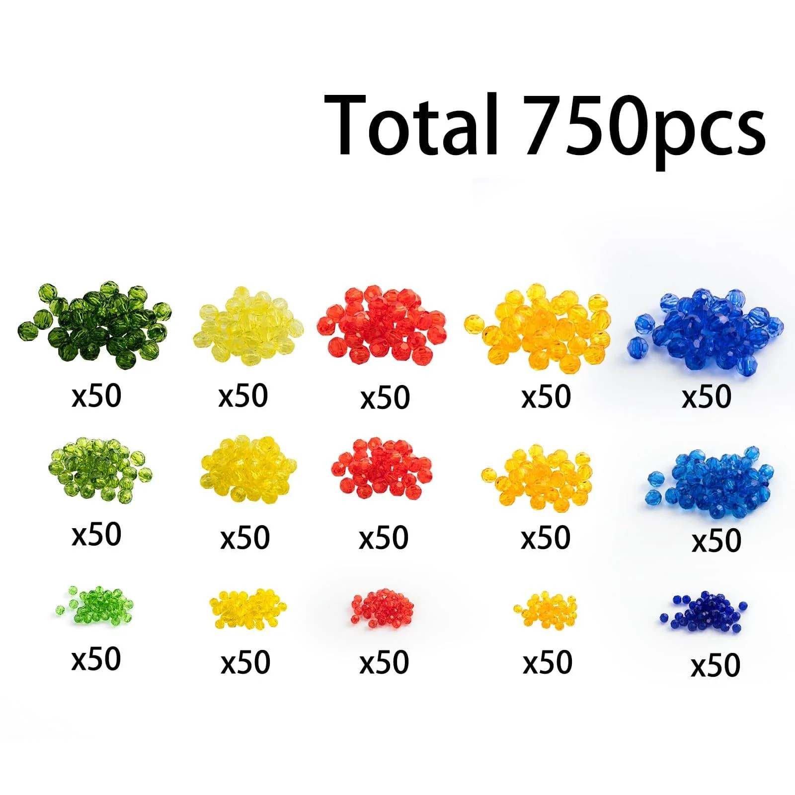Dr.Fish 750pcs Faceted Acrylic Beads Kit 4/6/8mm - Image 4