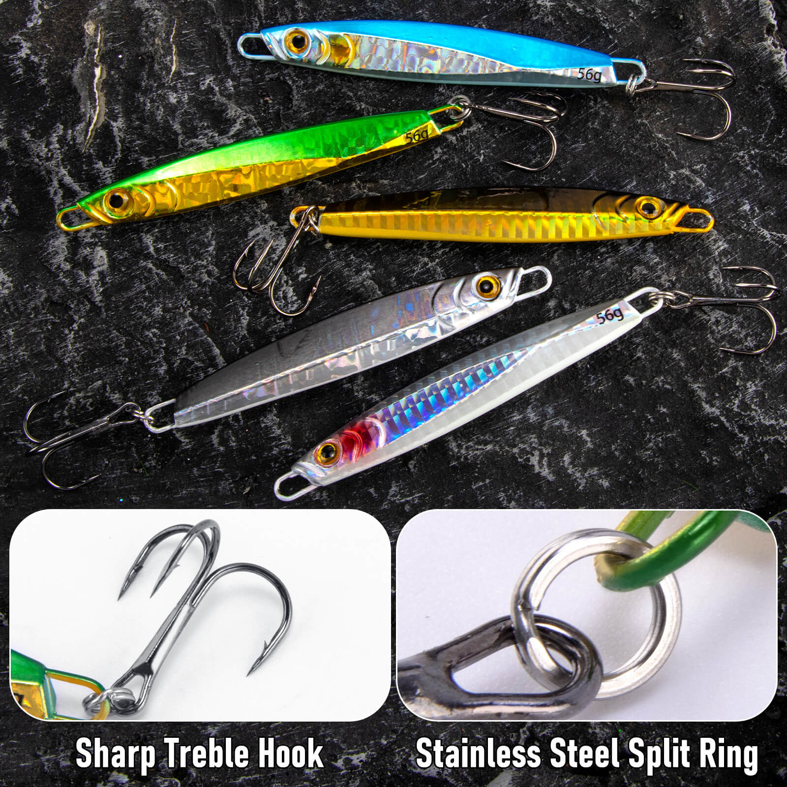 Dr.Fish 5pcs Fishing Jigs Metal Spoon 1oz-2oz - Image 4