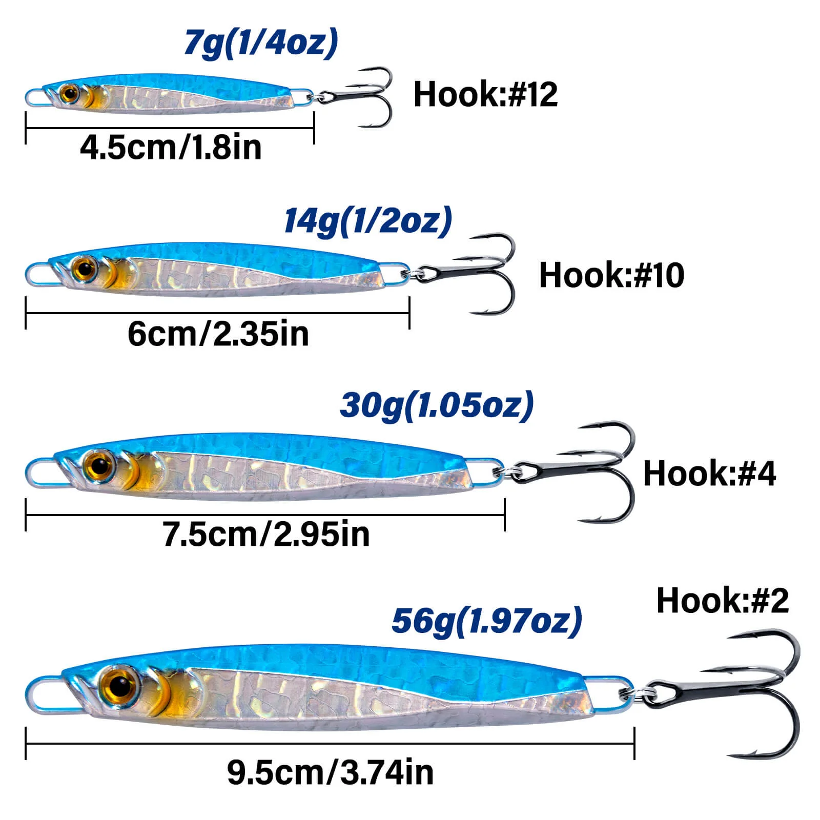 Dr.Fish 5pcs Fishing Jigs Metal Spoon 1oz-2oz - Image 5