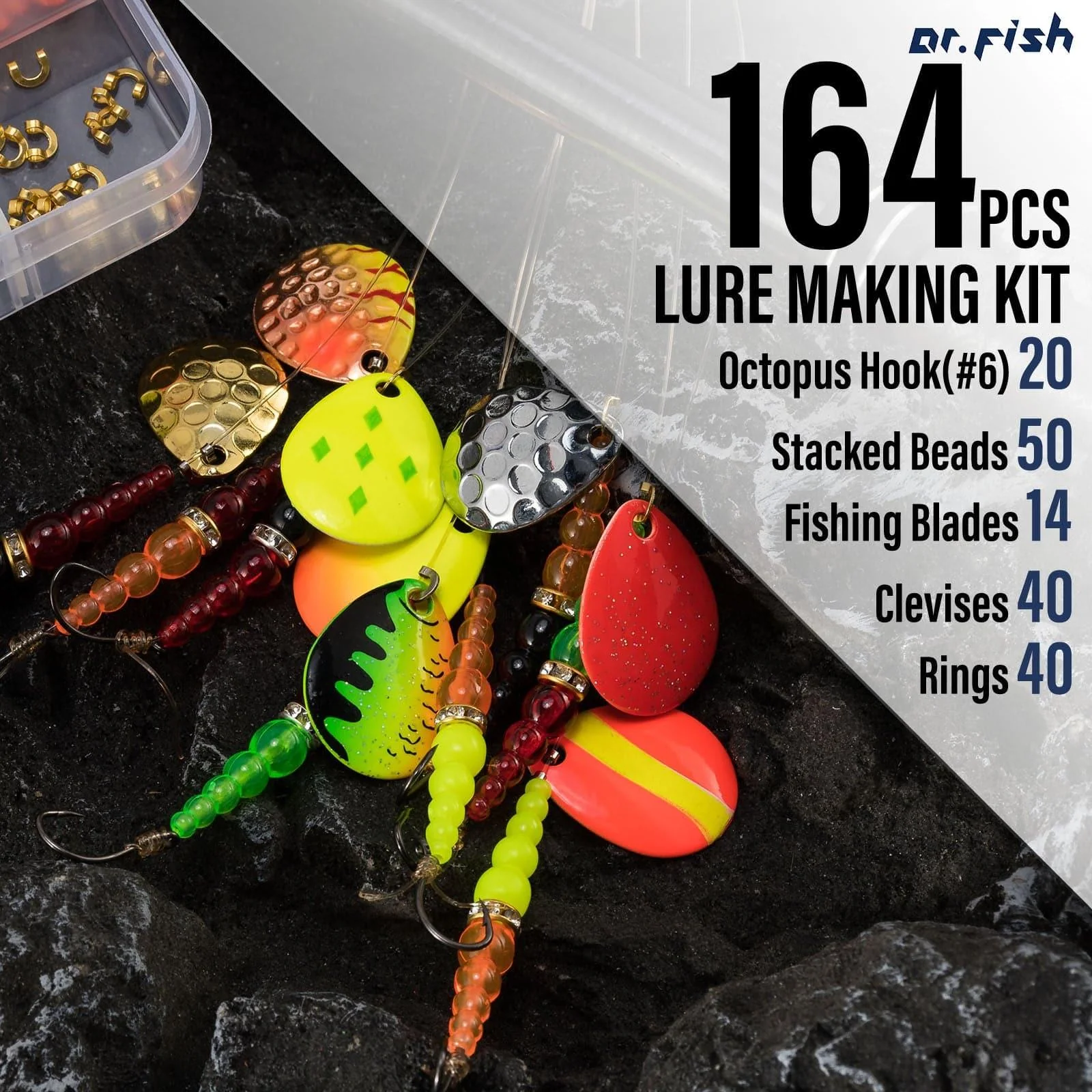 Dr.Fish 164pcs Inline Spinner Rig Making Kit - Image 3