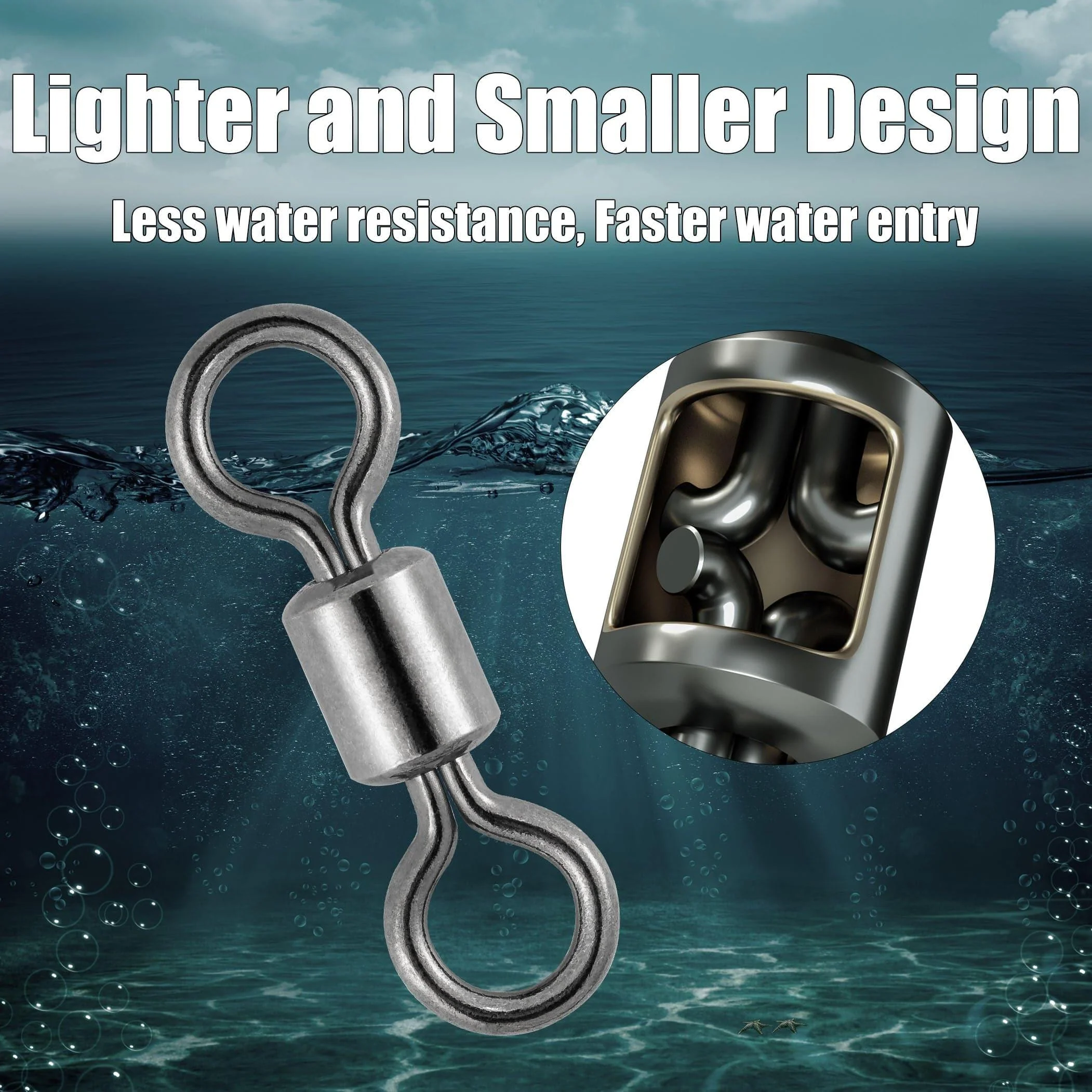 Dr.Fish 50pcs Fly Fishing Rolling Swivels - Image 4
