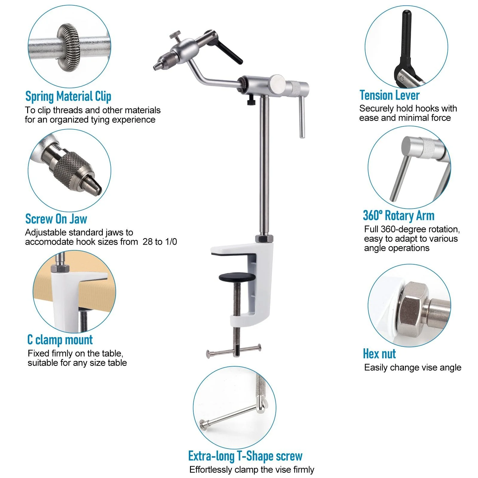 Dr.Fish Fly Tying Vise C-Clamp Mount - Image 6