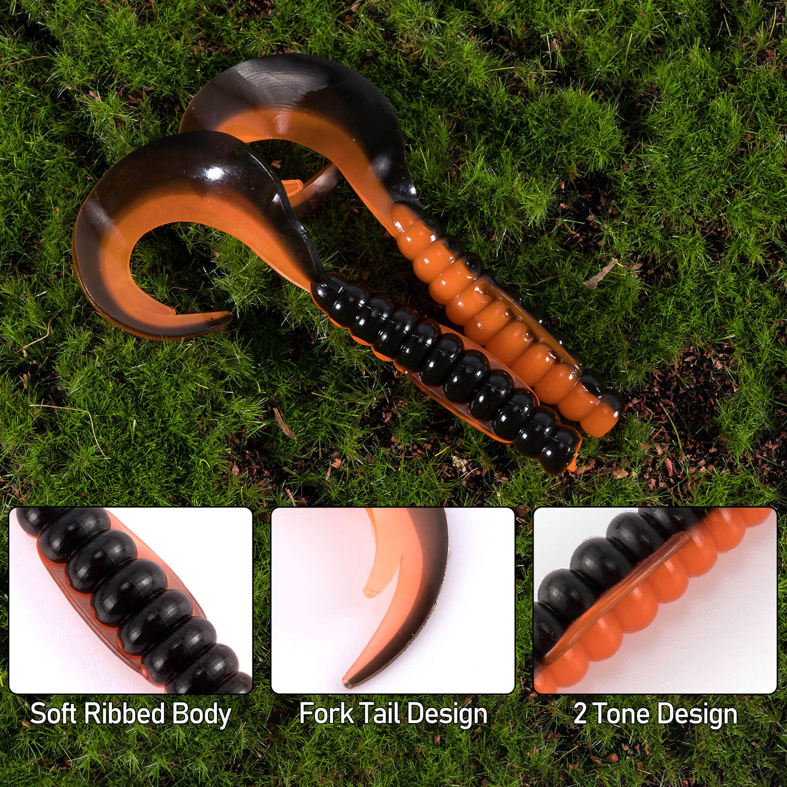 Dr.Fish Grub Soft Plastic Worm Baits 2''-3'' - Image 4