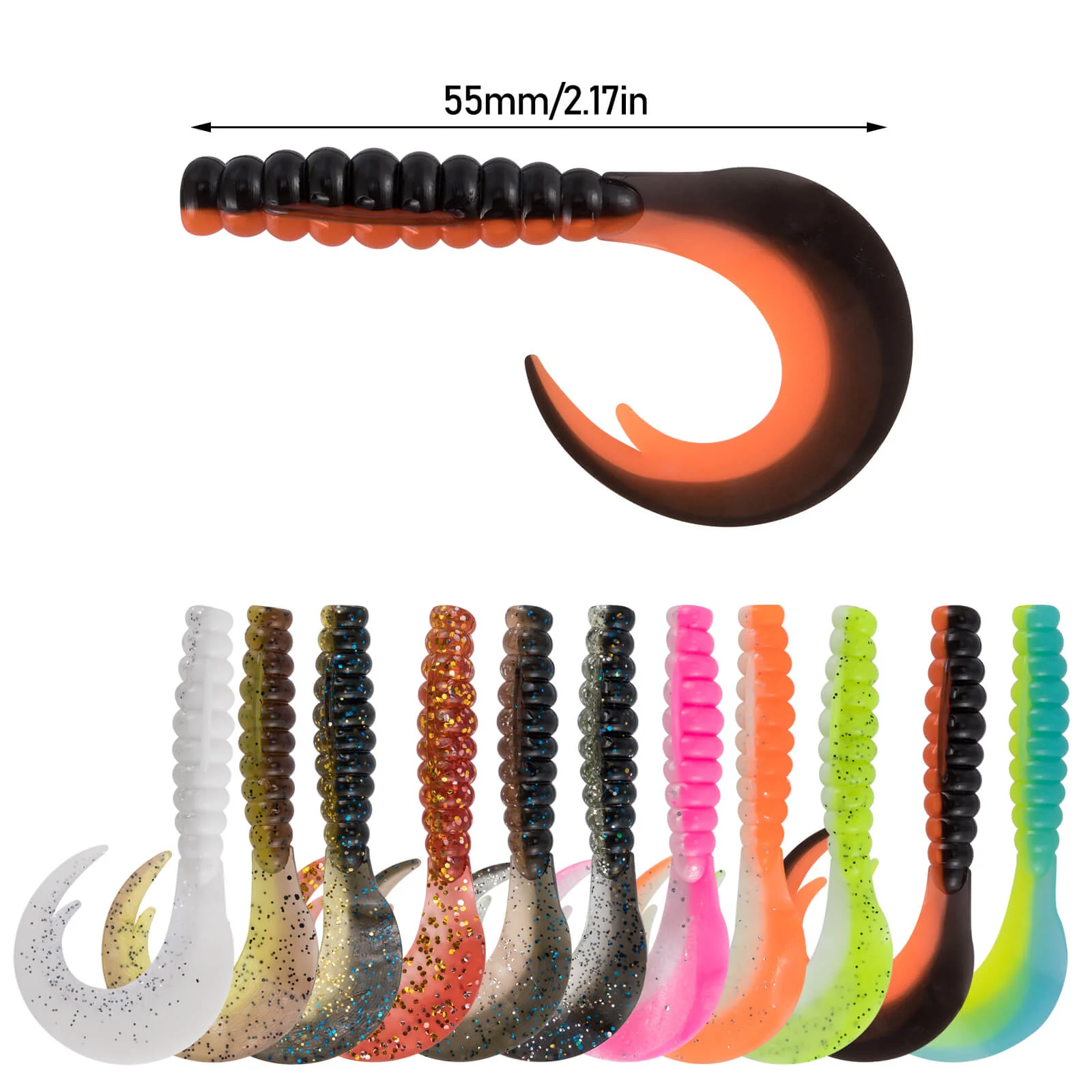 Dr.Fish Grub Soft Plastic Worm Baits 2''-3'' - Image 6