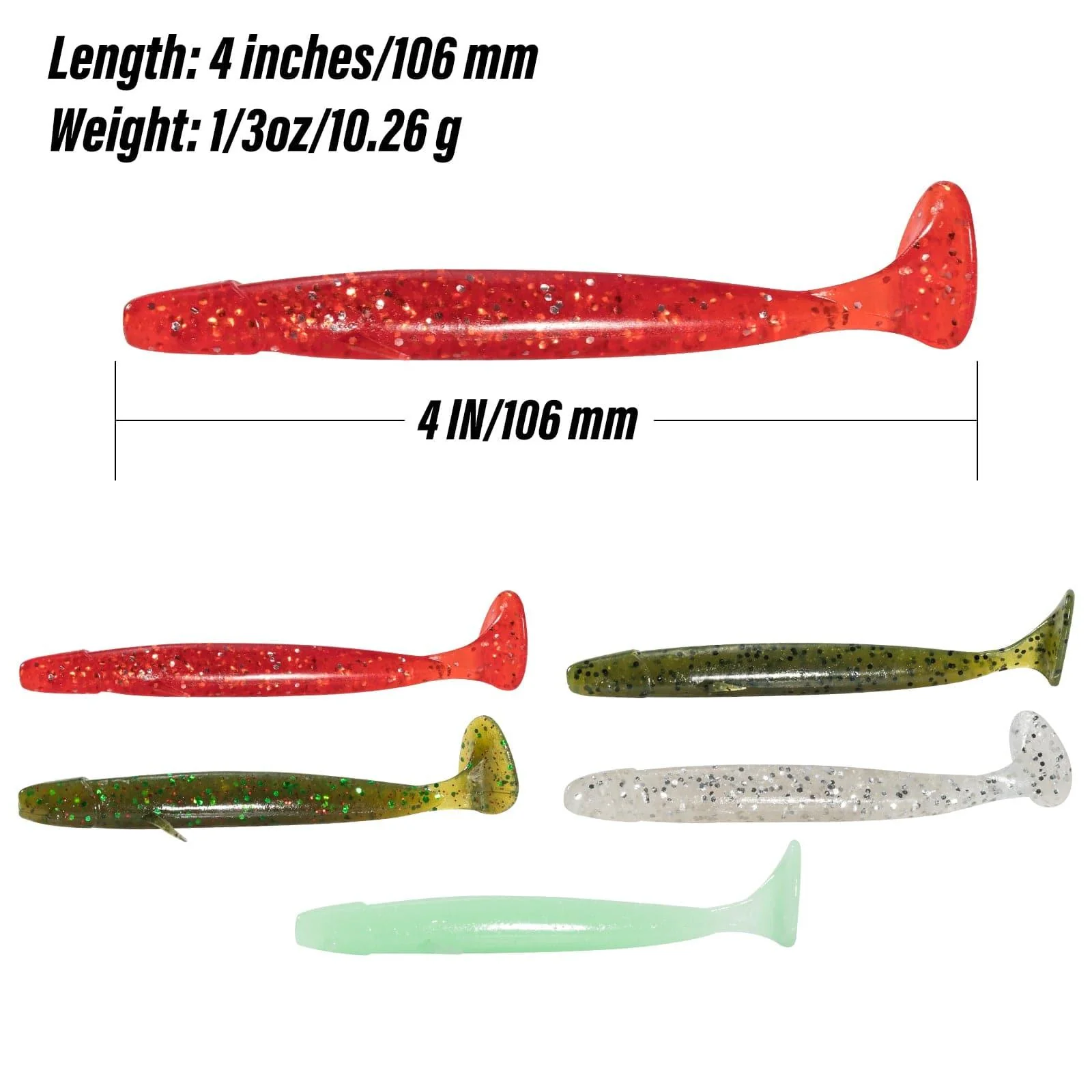 Dr.Fish 8pcs Soft Baits 4'' Glow in the Dark - Image 4