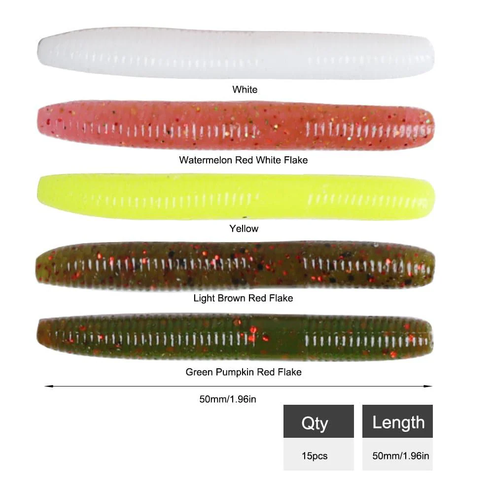 Dr.Fish 15pcs Ice Fishing Soft Worms 1.96'' - Image 6