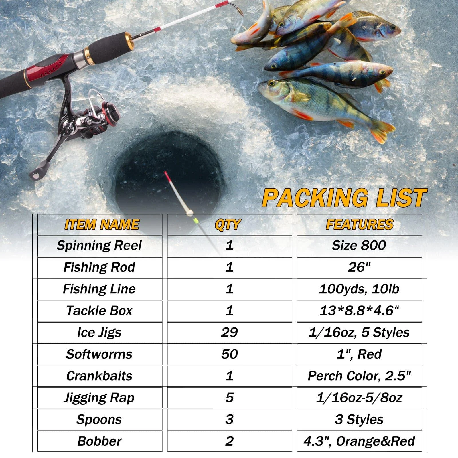 Dr.Fish 94pcs Ice Fishing Rod & Reel Combos - Image 7