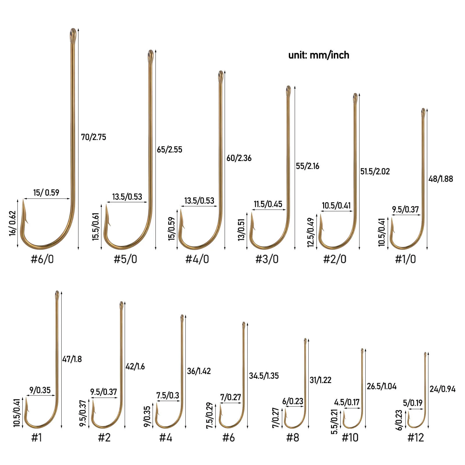 Dr.Fish 100pcs Long Shank Fishing Hooks #12 to 6/0 - Image 6