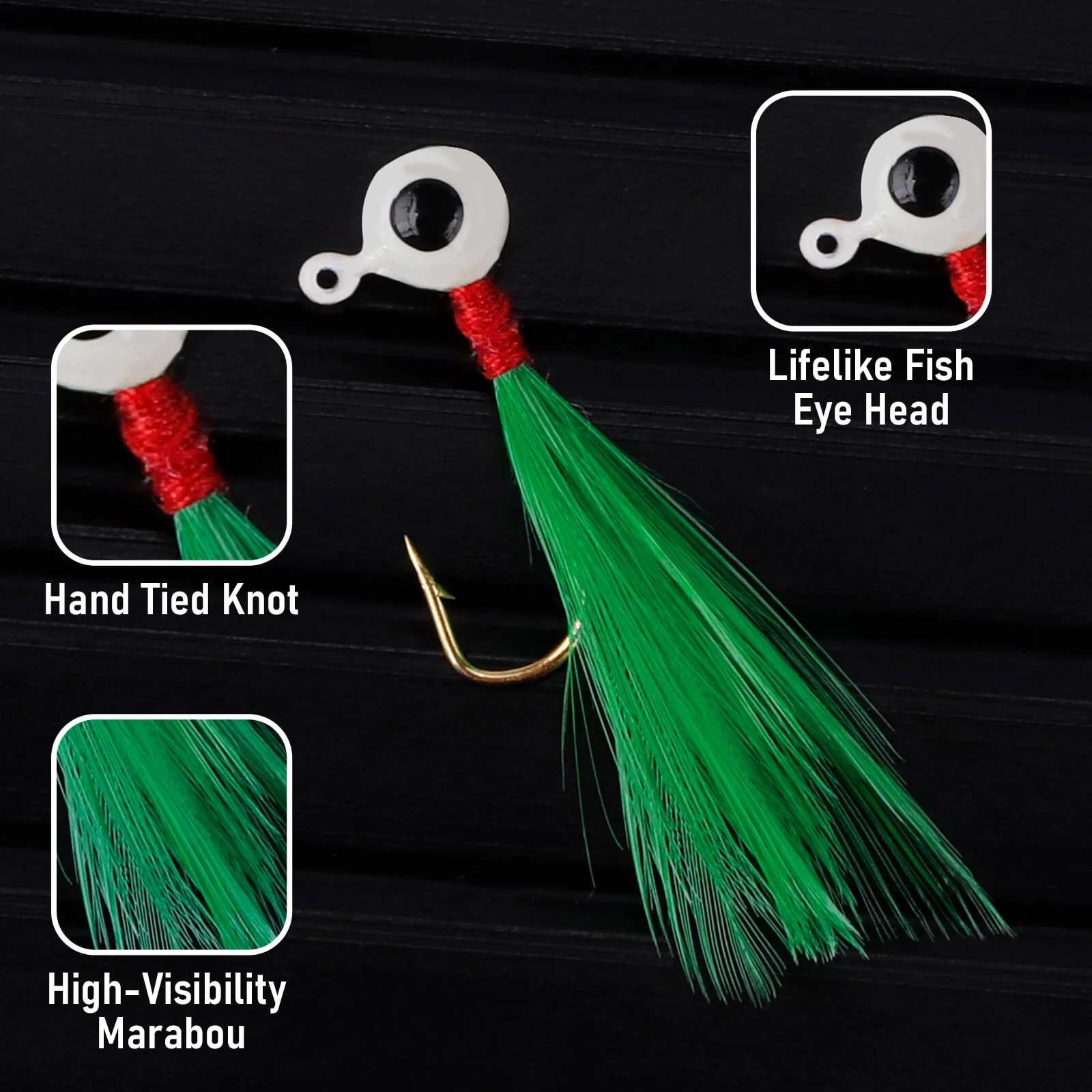 Dr.Fish 10pcs Marabou Crappie Jigs 1/8oz-1/24oz - Image 2