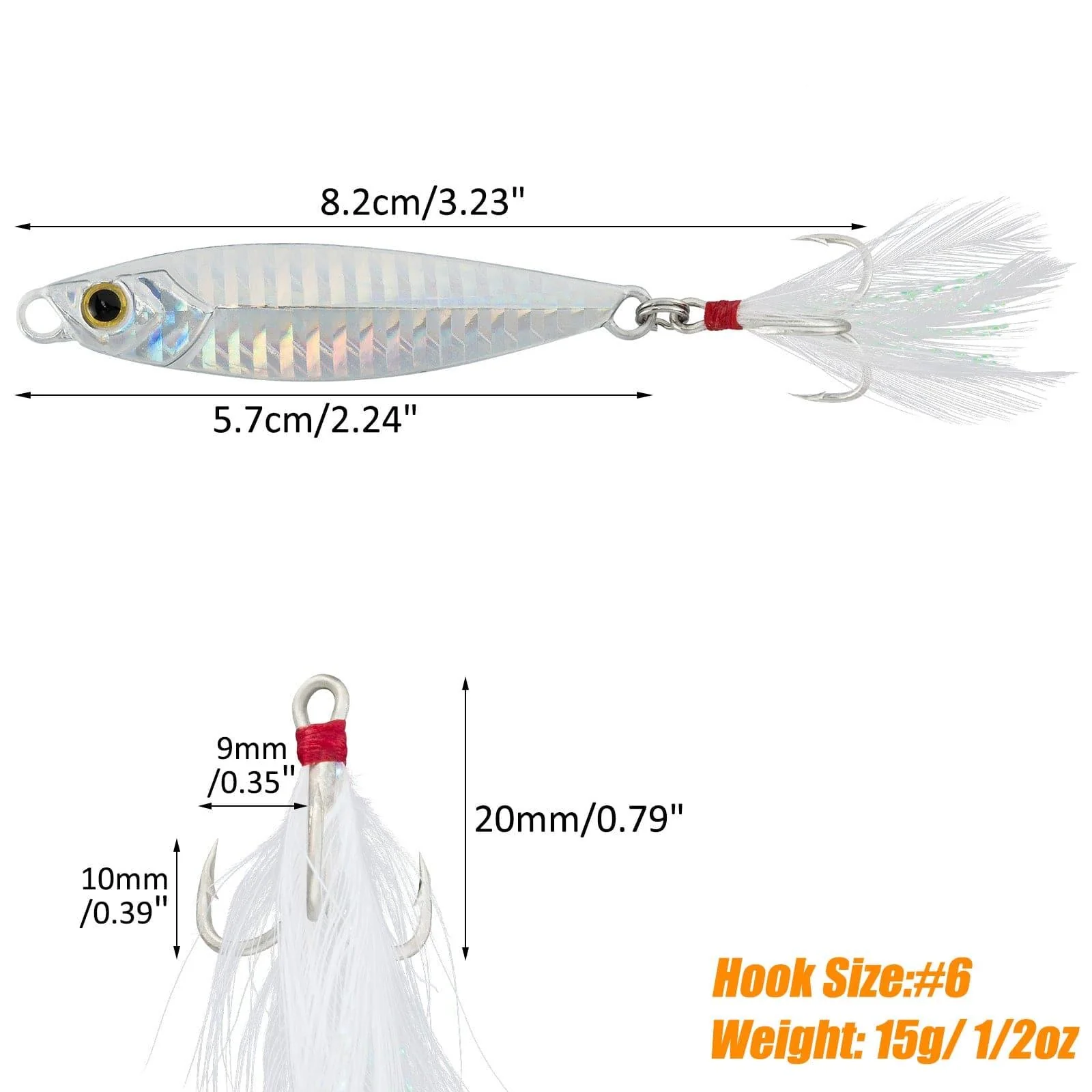 Dr.Fish 5pcs Long Casting Metal Jigs 1/2oz-2oz - Image 8