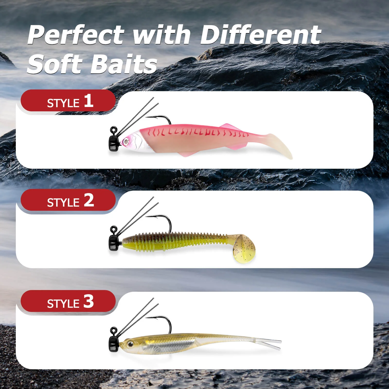 Dr.Fish 10pcs Ned Rig Jig Heads Weedless 1/4oz-3/16oz - Image 6