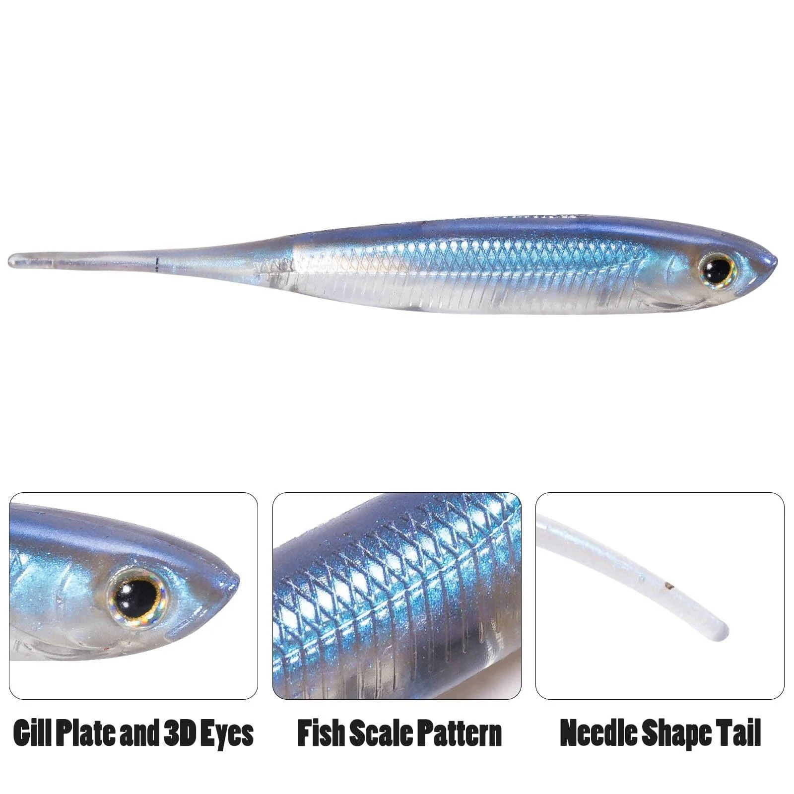 Dr.Fish Needle Tail Soft Swimbaits 3.15'' - Image 3